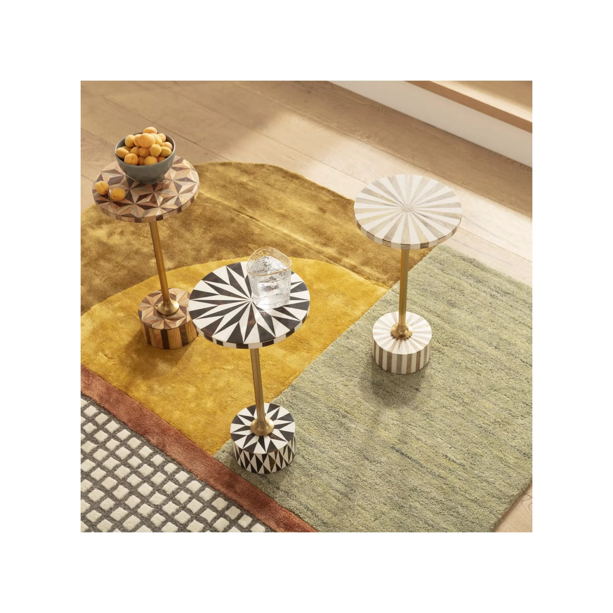KARE Design Table D'appoint Domero Cirque 40cm Blanche Et Dorée ^ Table D'Appoint & De Chevet