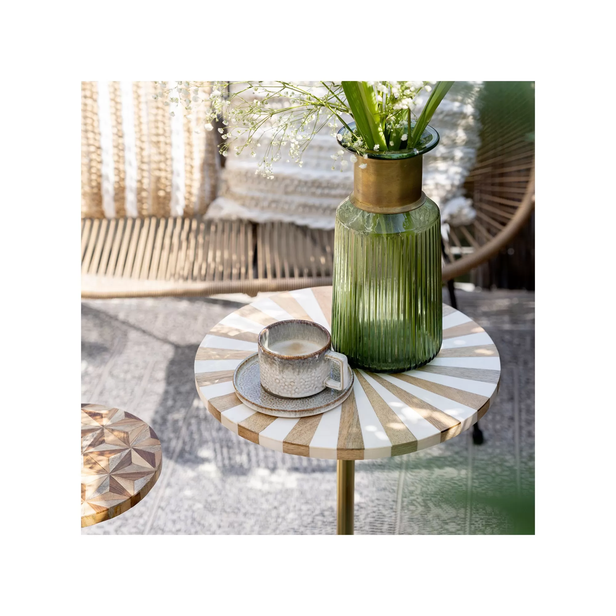 KARE Design Table D'appoint Domero Cirque 40cm Blanche Et Dorée ^ Table D'Appoint & De Chevet