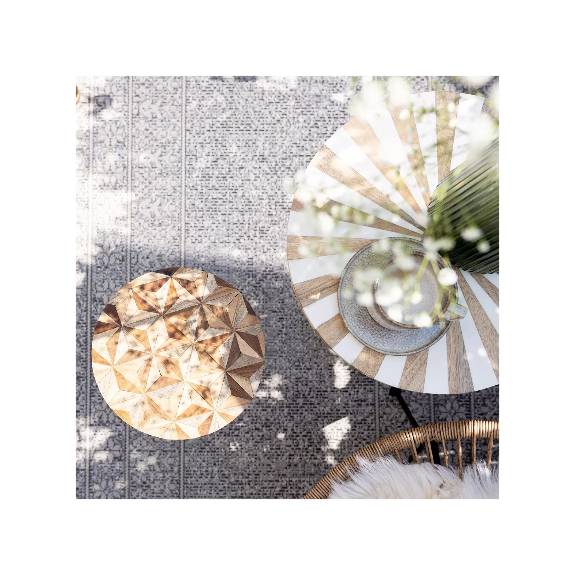 KARE Design Table D'appoint Domero Cirque 40cm Blanche Et Dorée ^ Table D'Appoint & De Chevet