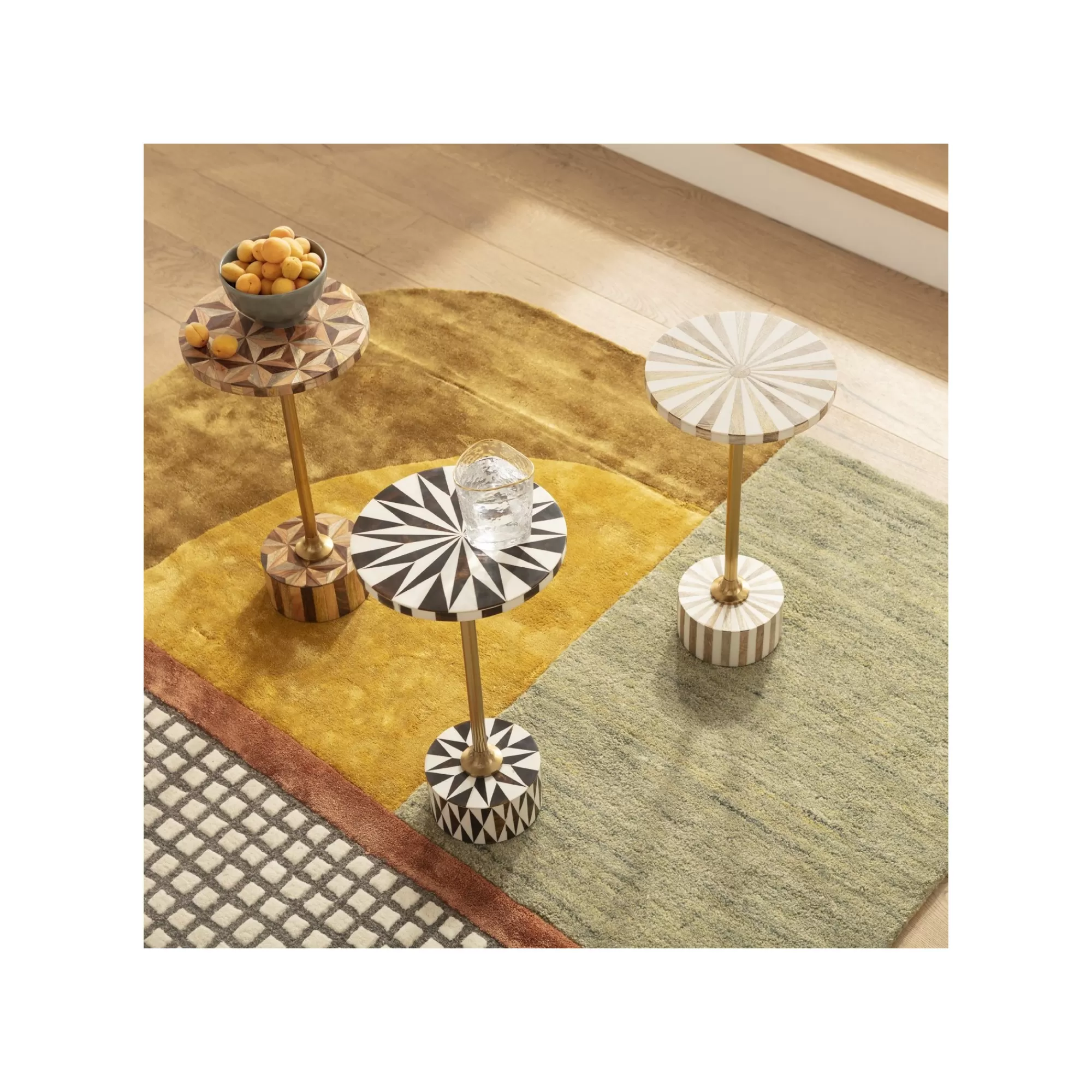KARE Design Table D'appoint Domero Geo 25cm Marron Et Dorée ^ Table D'Appoint & De Chevet