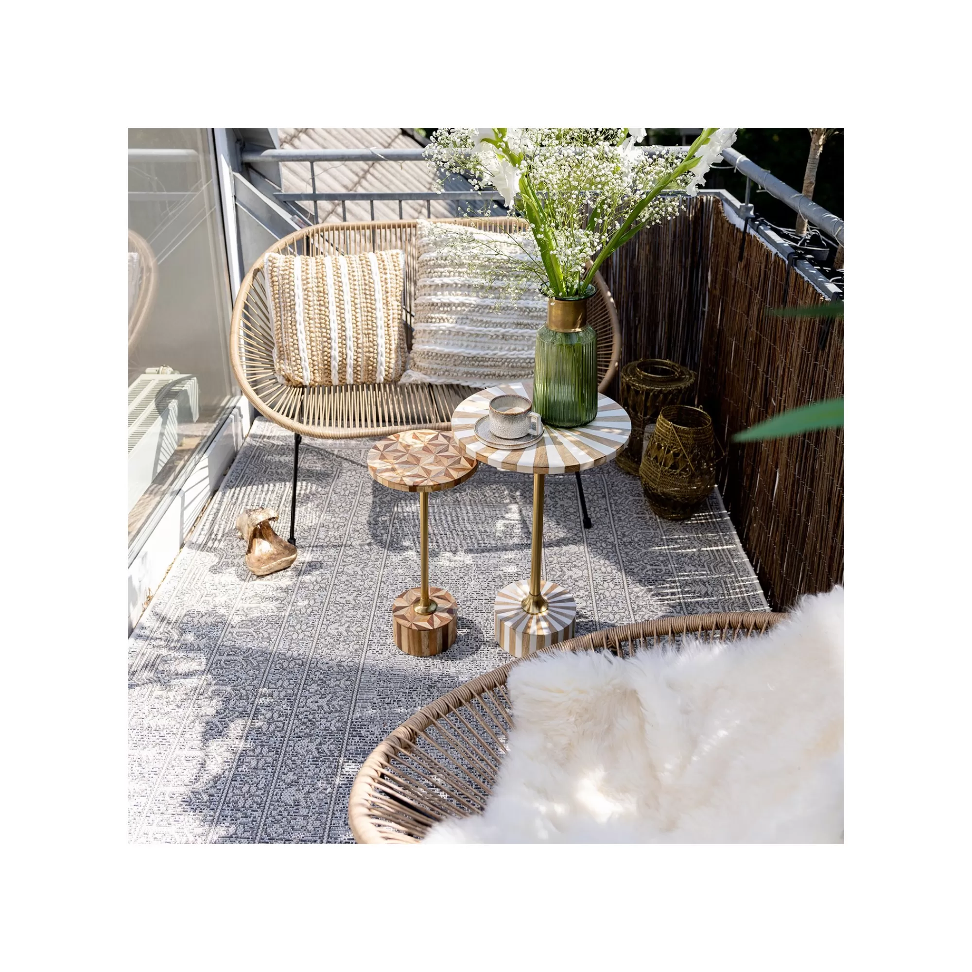 KARE Design Table D'appoint Domero Geo 25cm Marron Et Dorée ^ Table D'Appoint & De Chevet