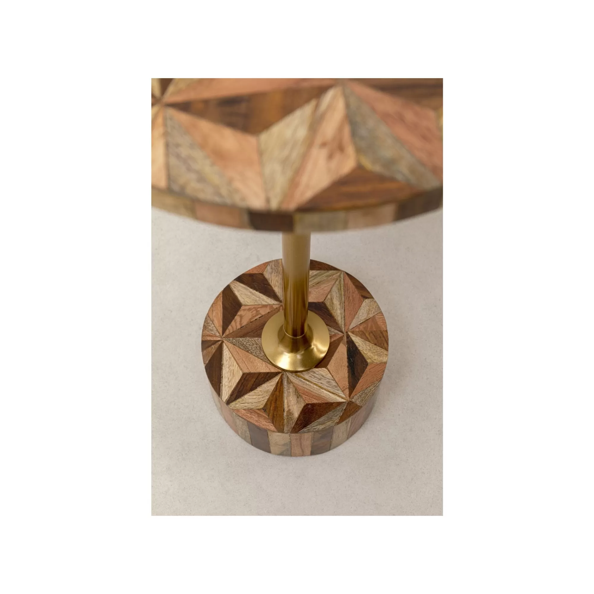 KARE Design Table D'appoint Domero Geo 25cm Marron Et Dorée ^ Table D'Appoint & De Chevet