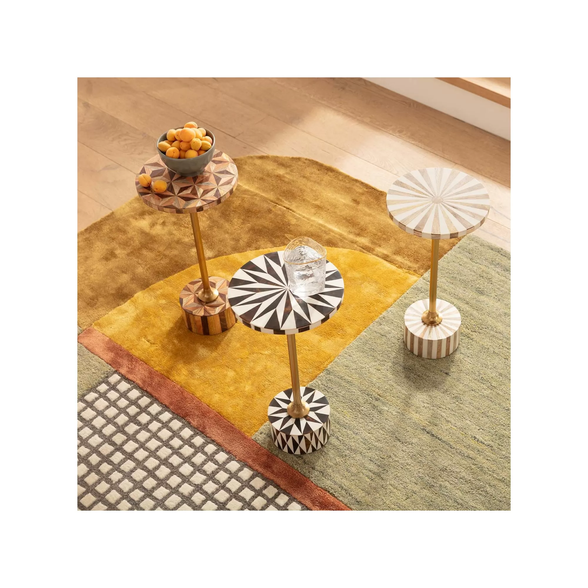 KARE Design Table D'appoint Domero Geo 40cm Marron Et Dorée ^ Table D'Appoint & De Chevet