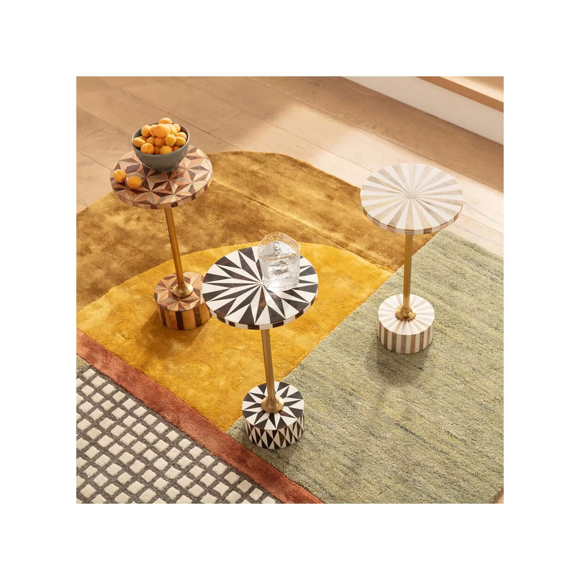 KARE Design Table D'appoint Domero Star 25cm Marron Et Blanche ^ Table D'Appoint & De Chevet