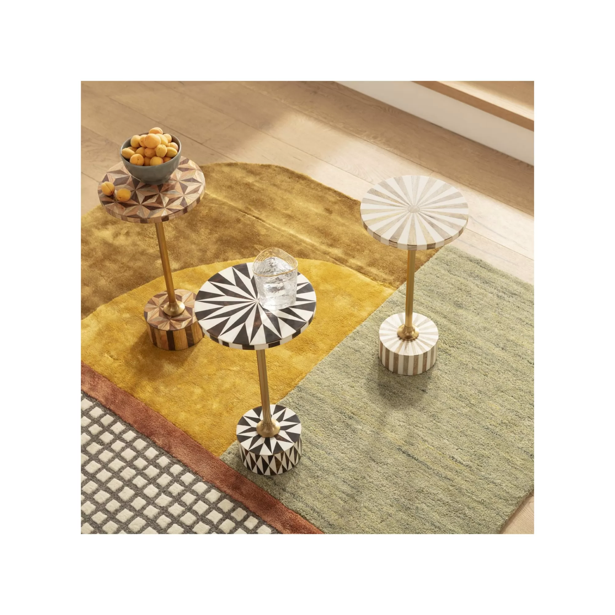 KARE Design Table D'appoint Domero Star 40cm Marron Et Blanche ^ Table D'Appoint & De Chevet