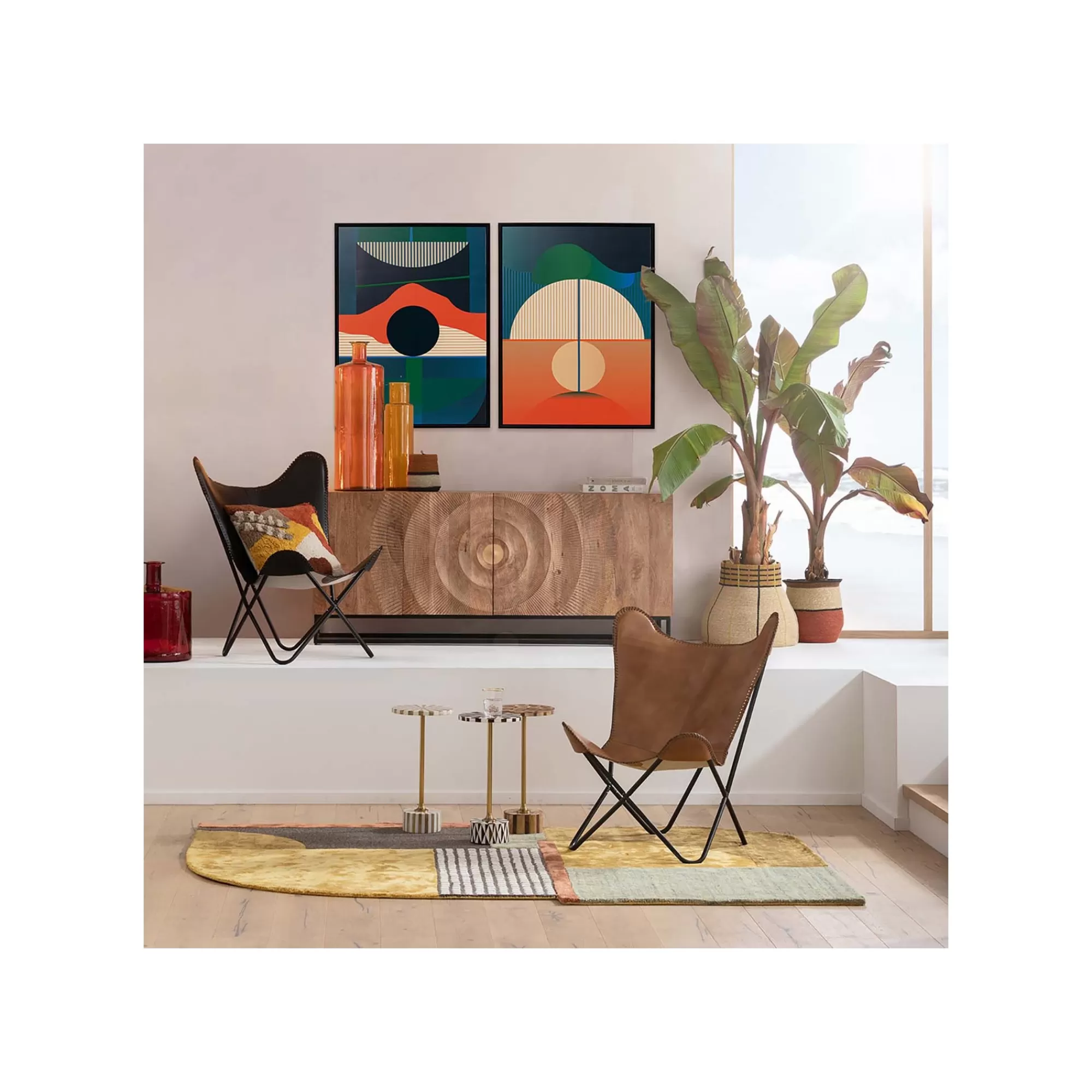 KARE Design Table D'appoint Domero Star 40cm Marron Et Blanche ^ Table D'Appoint & De Chevet