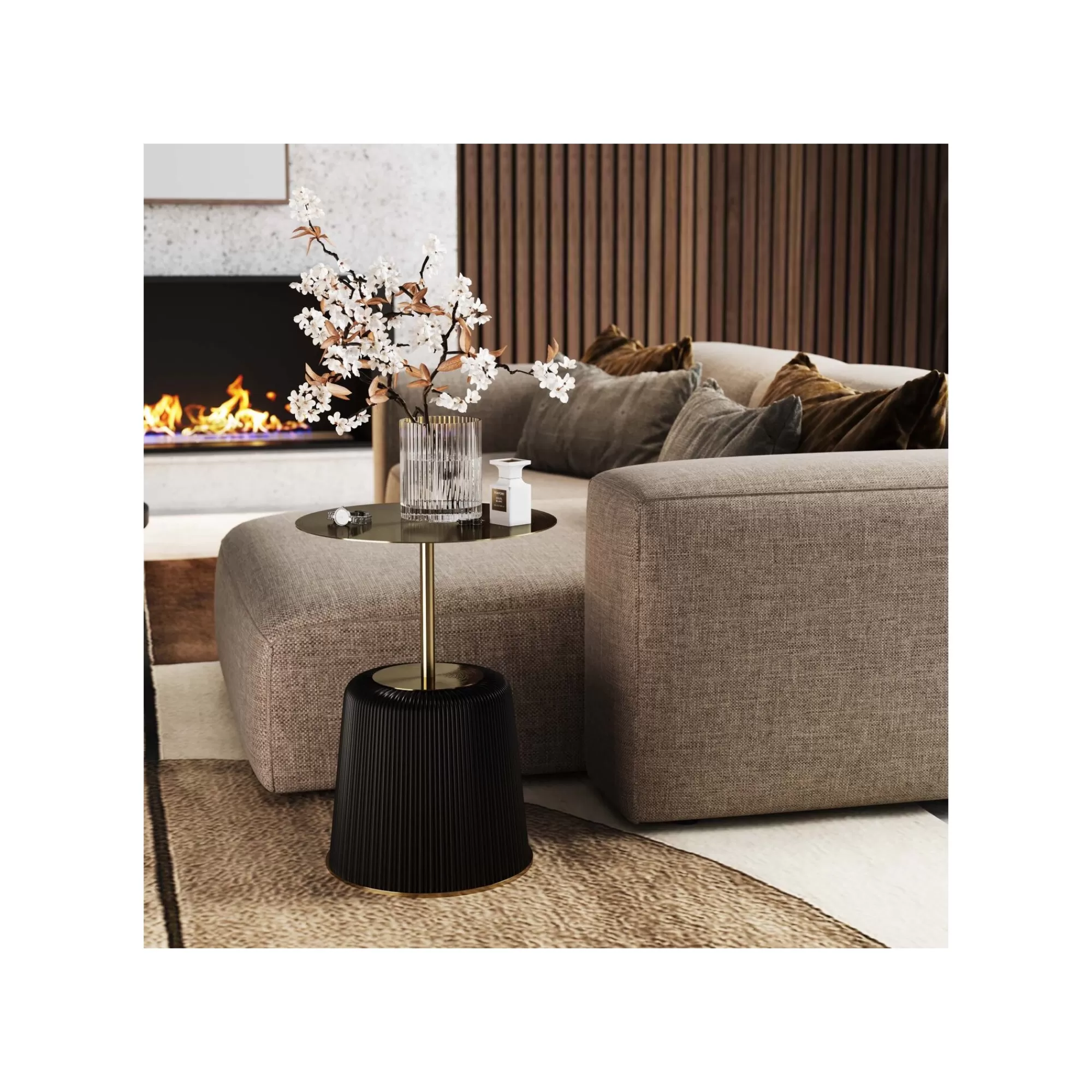 KARE Design Table D'appoint Endless Vegas Noire Et Dorée 40cm ^ Table D'Appoint & De Chevet