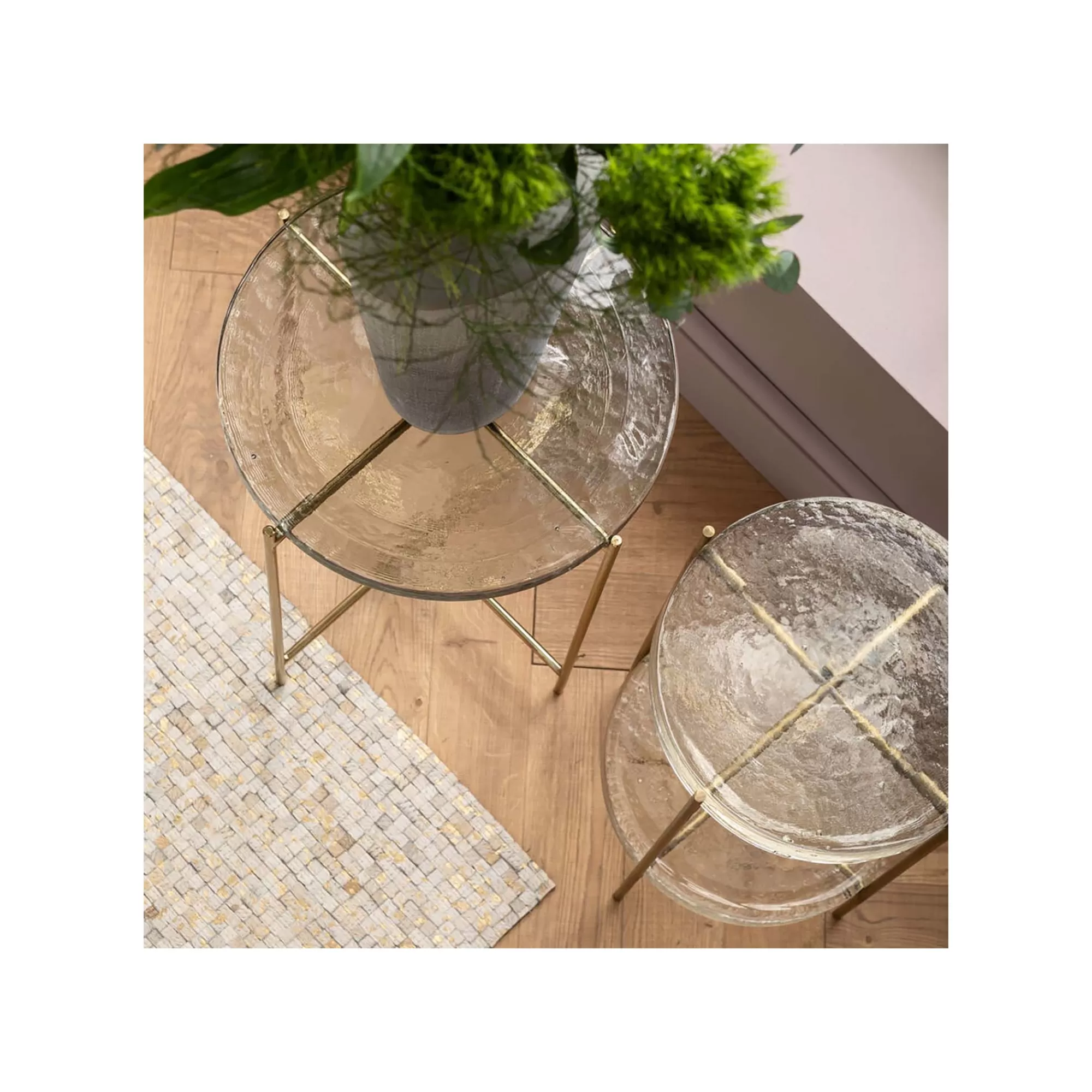 KARE Design Table D'appoint Ice Double 30cm Pieds Dorés ^ Table D'Appoint & De Chevet