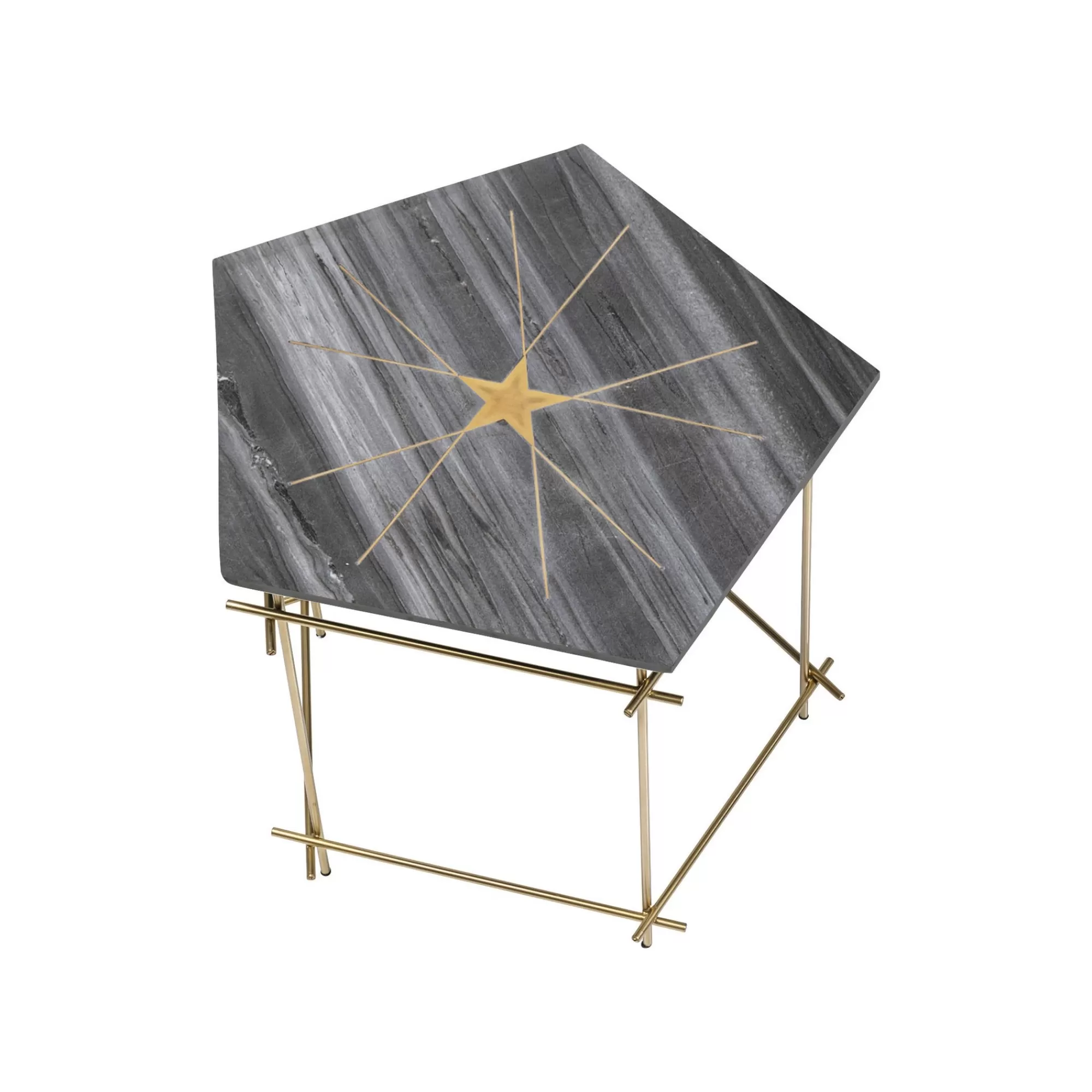 KARE Design Table D'appoint Mystic Pentagon Grise 52cm ^ Table D'Appoint & De Chevet