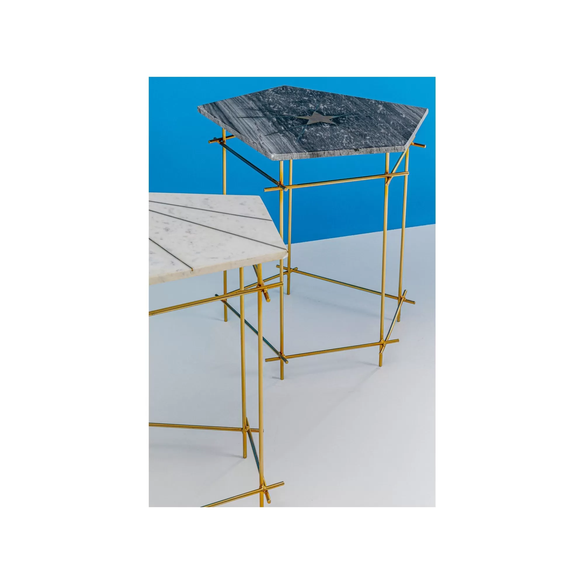 KARE Design Table D'appoint Mystic Pentagon Grise 52cm ^ Table D'Appoint & De Chevet