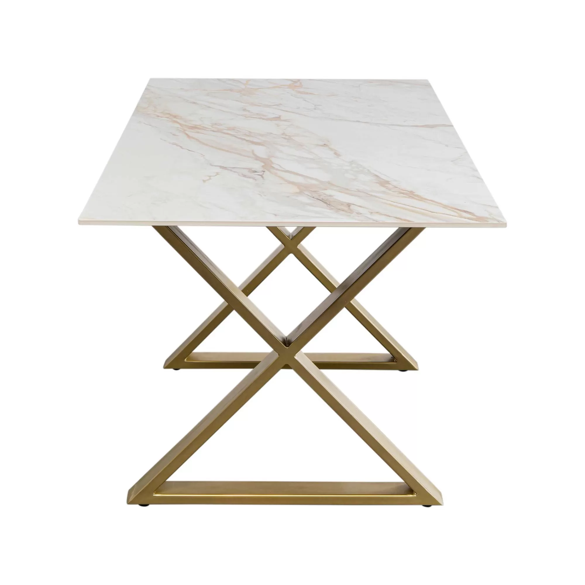 KARE Design Table Eternity Cross Blanche Et Dorée 160x80cm ^ Table