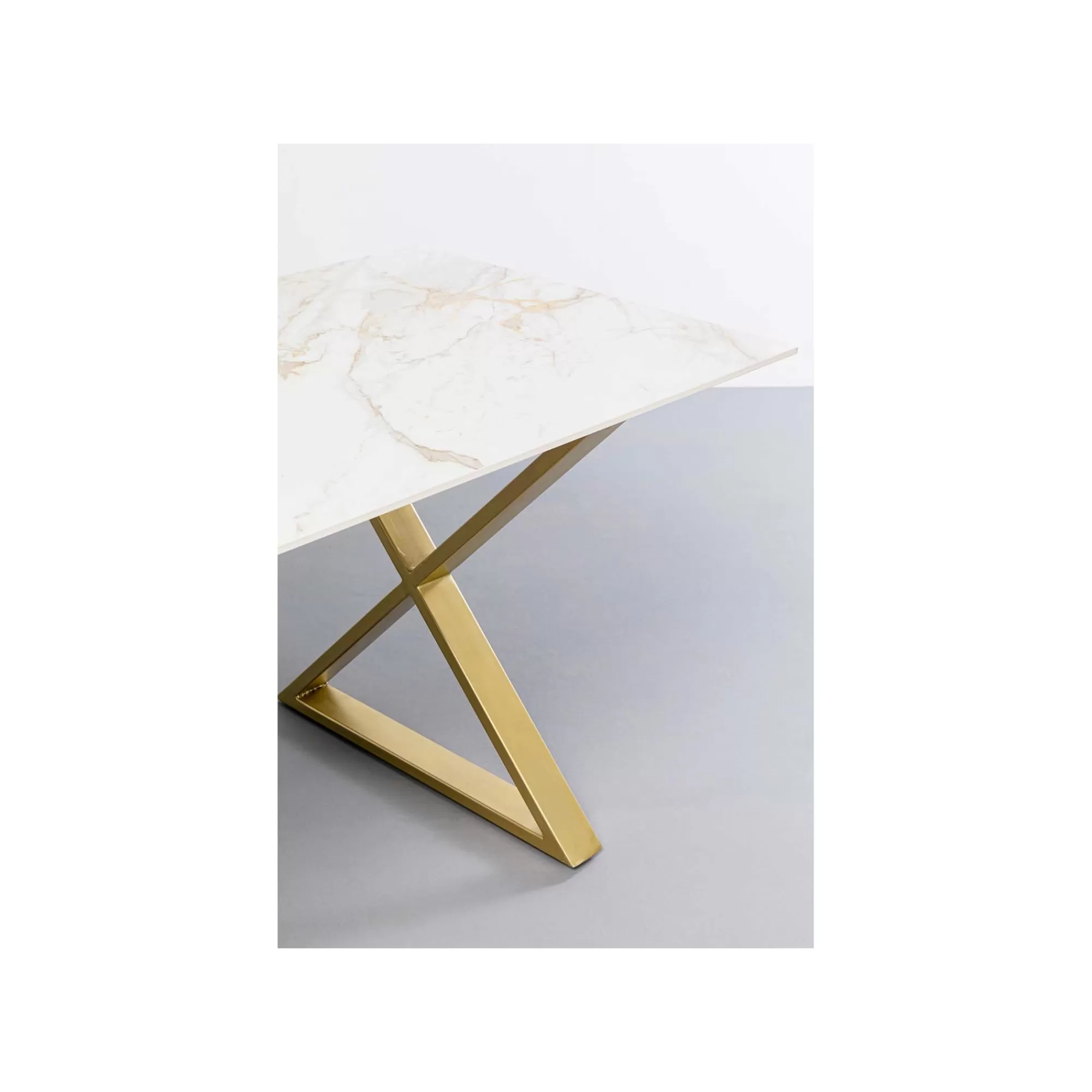 KARE Design Table Eternity Cross Blanche Et Dorée 160x80cm ^ Table