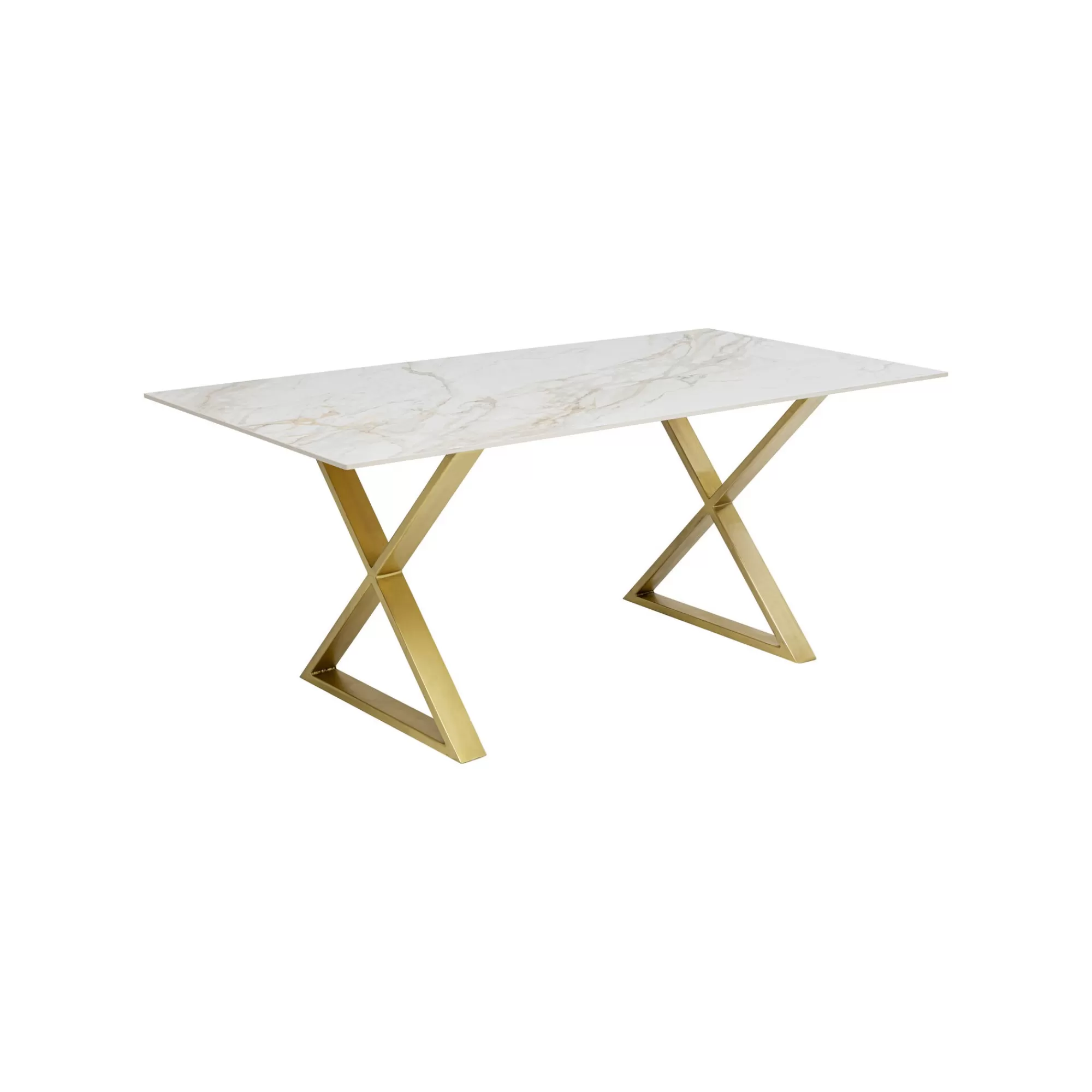 KARE Design Table Eternity Cross Blanche Et Dorée 180x90cm ^ Table