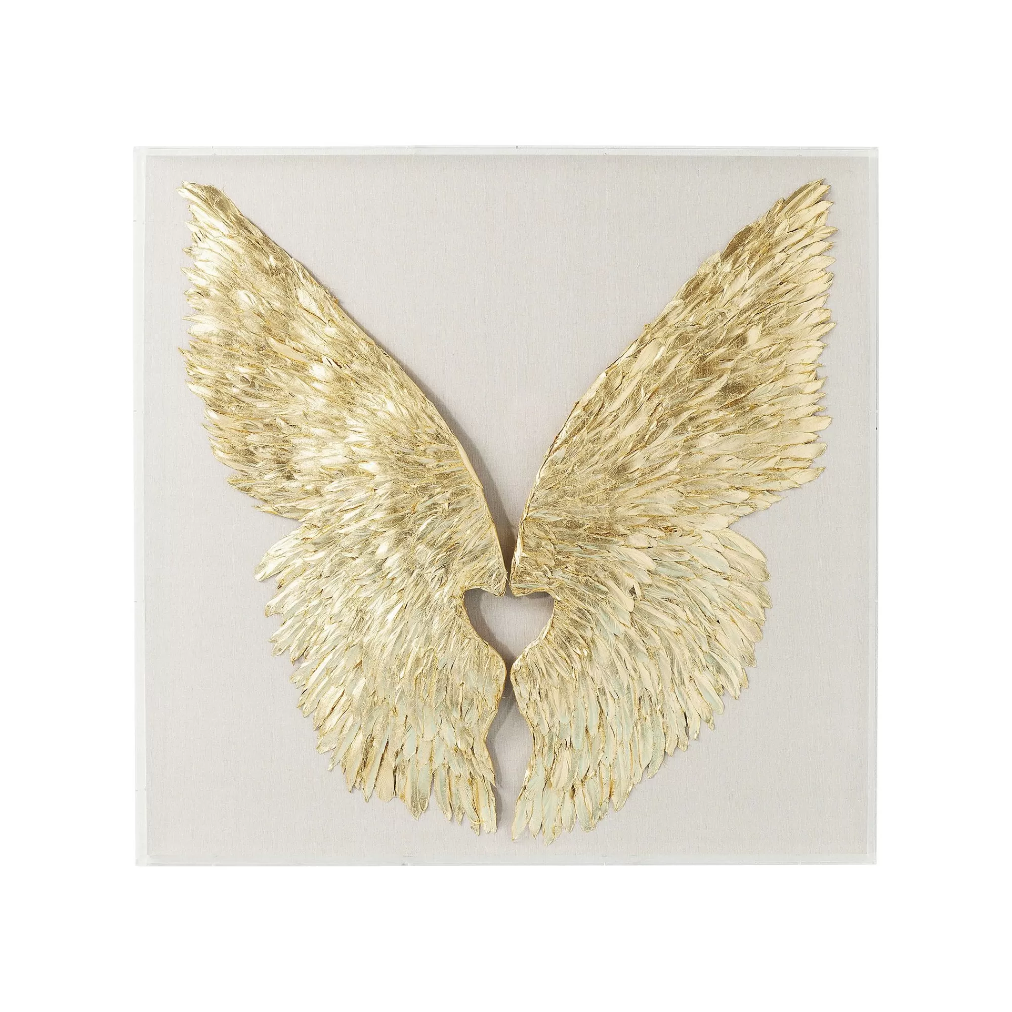 KARE Design Tableau 3D Ailes Blanches Et Dorées 120x120cm ^ Tableau