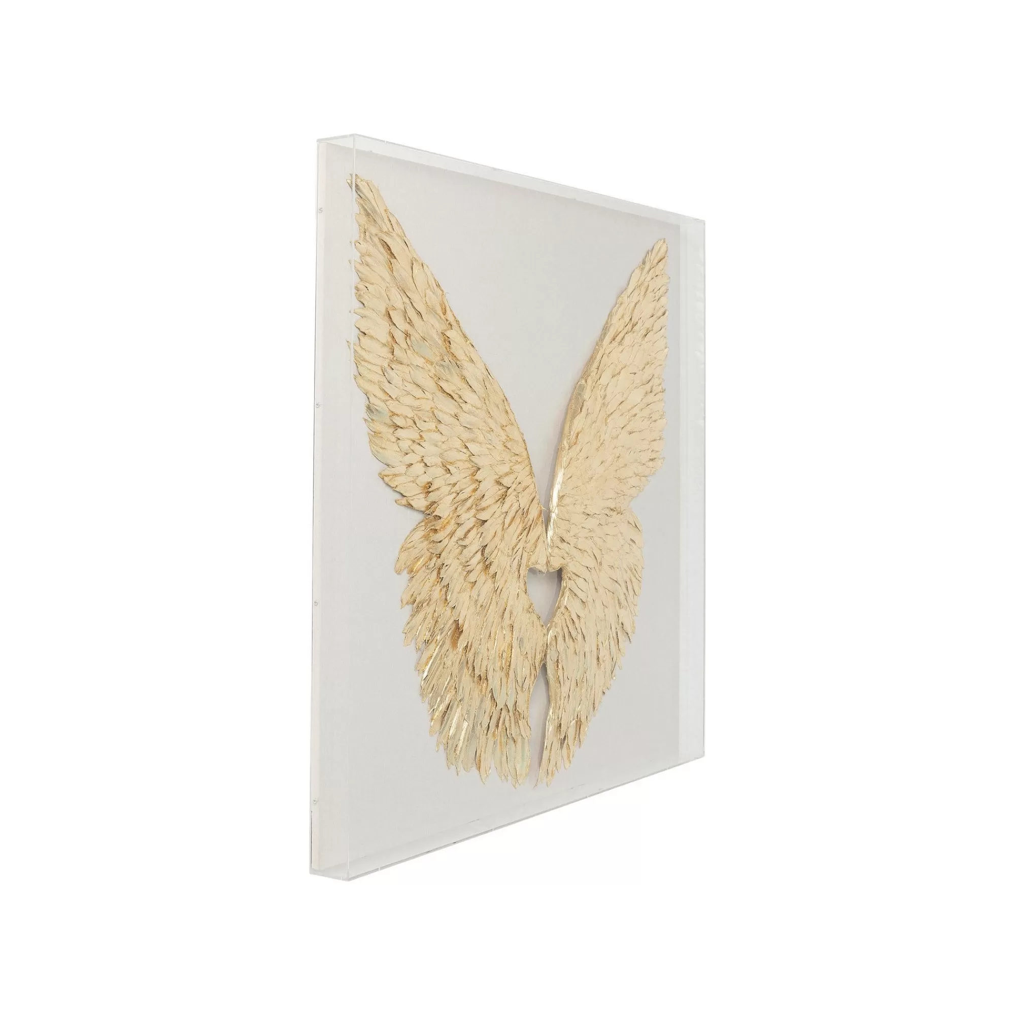KARE Design Tableau 3D Ailes Blanches Et Dorées 120x120cm ^ Tableau