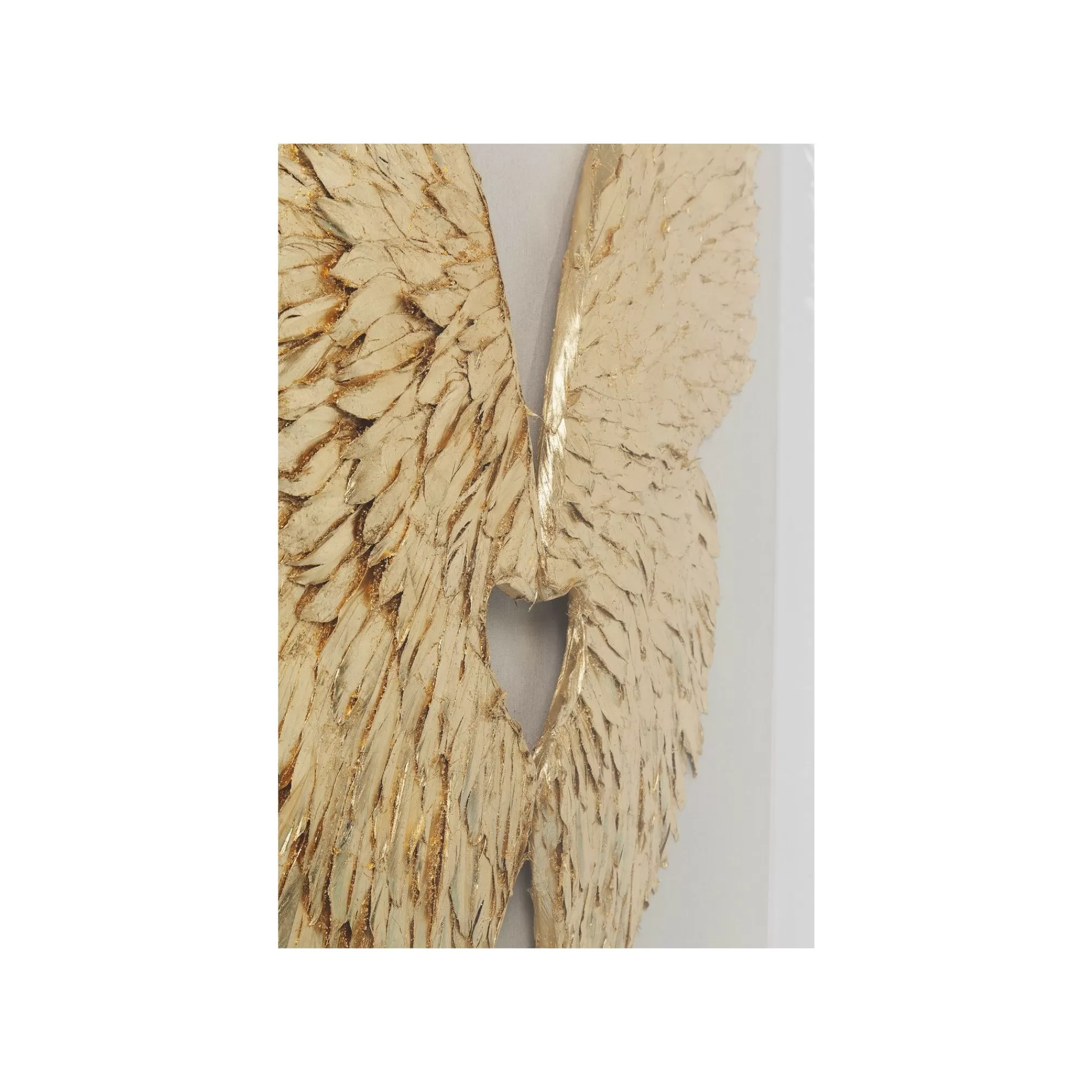 KARE Design Tableau 3D Ailes Blanches Et Dorées 120x120cm ^ Tableau