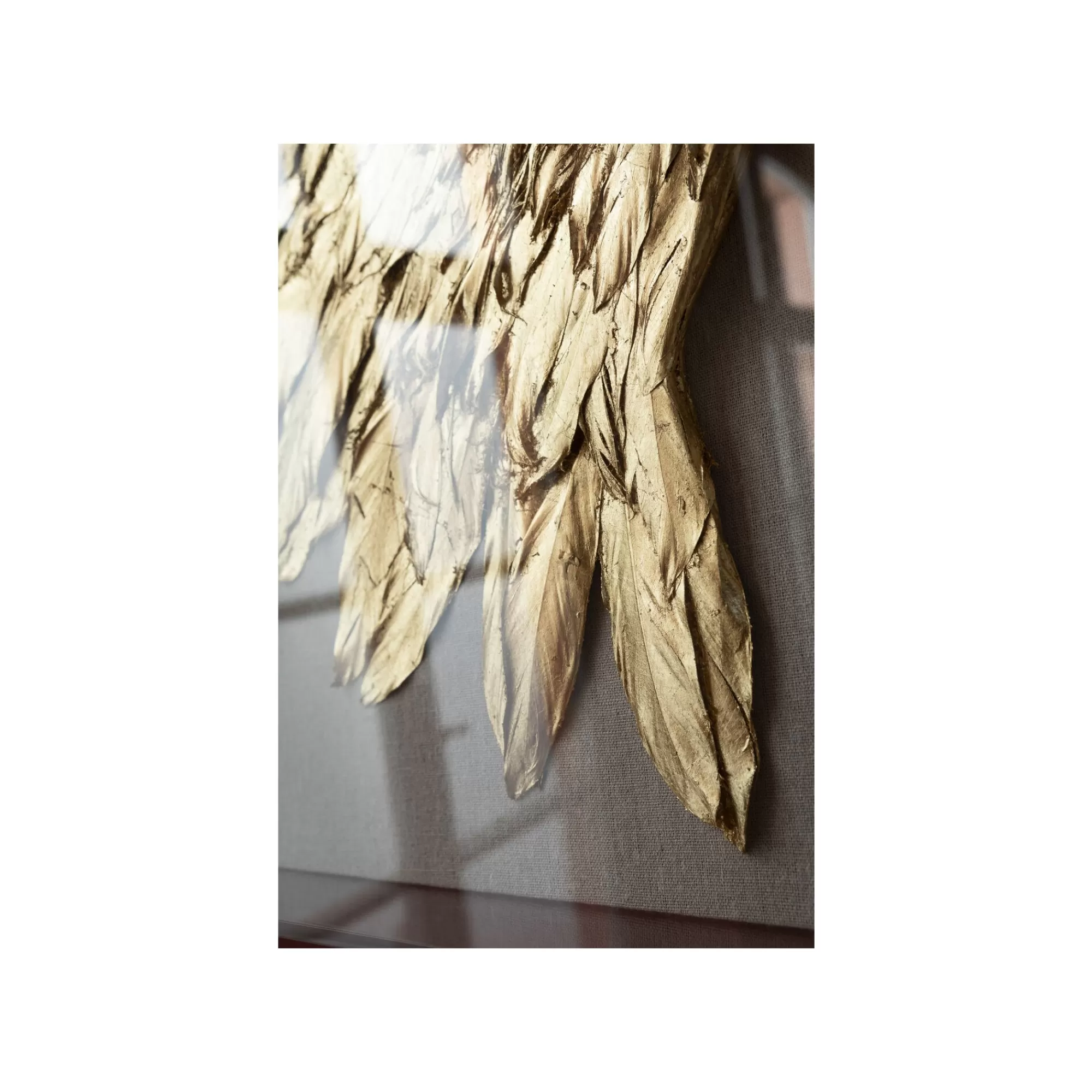 KARE Design Tableau 3D Ailes Blanches Et Dorées 120x120cm ^ Tableau