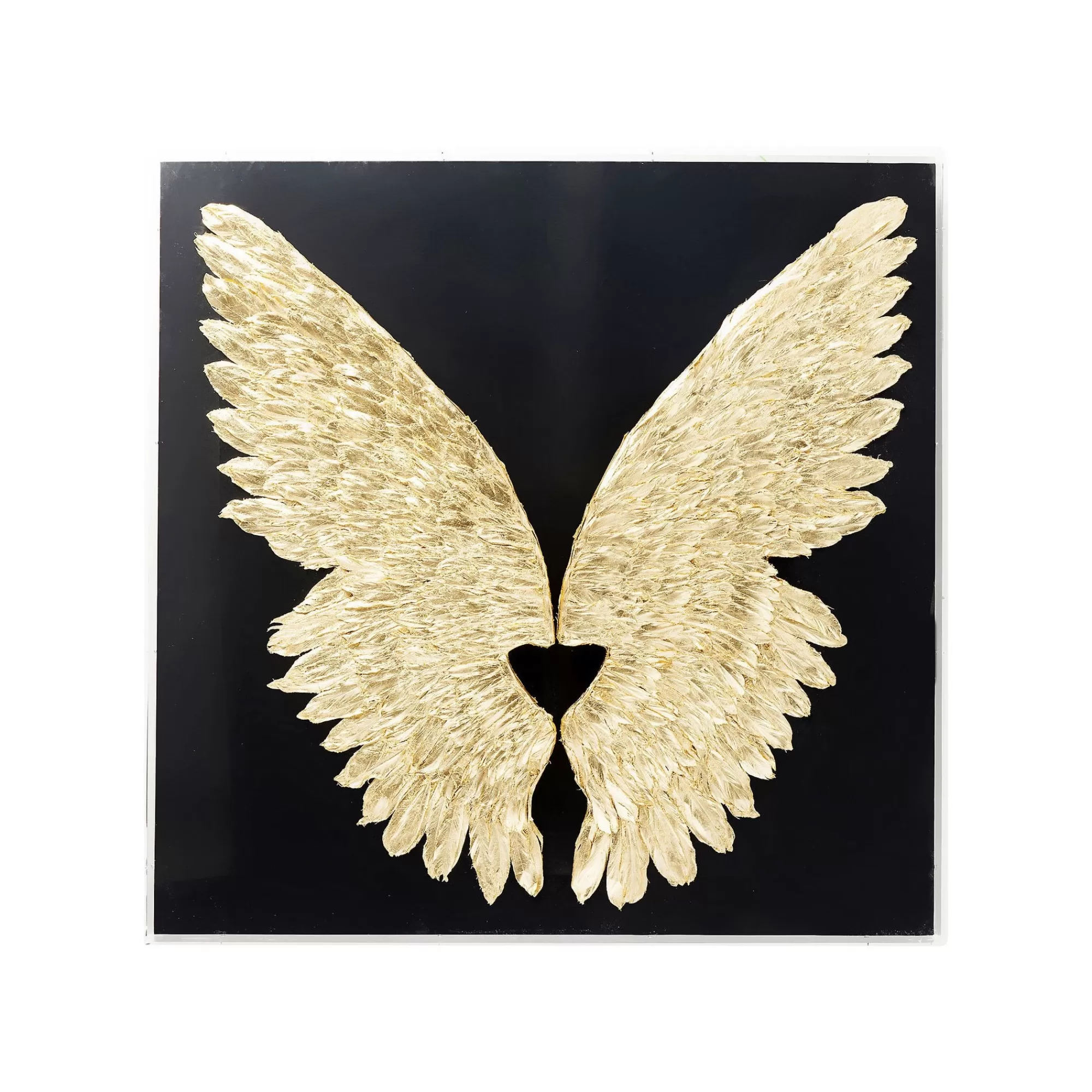 KARE Design Tableau 3D Ailes Noires Et Dorées 120x120cm ^ Tableau