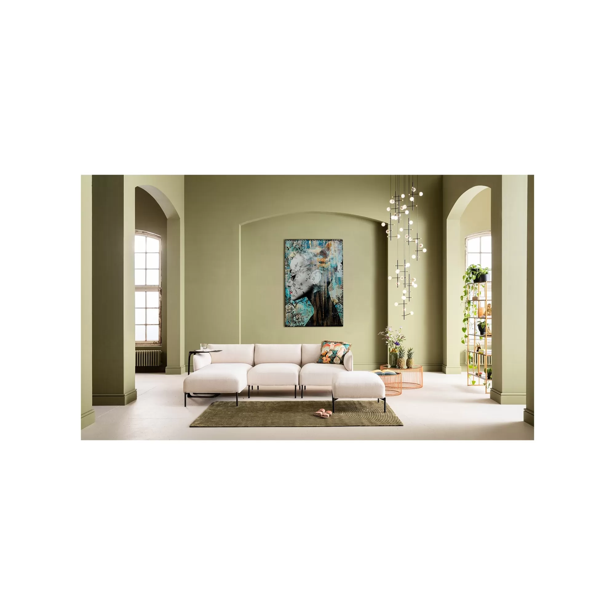 KARE Design Tableau En Verre Bleu Femme Profil Fleurs 100x150cm ^ Tableau