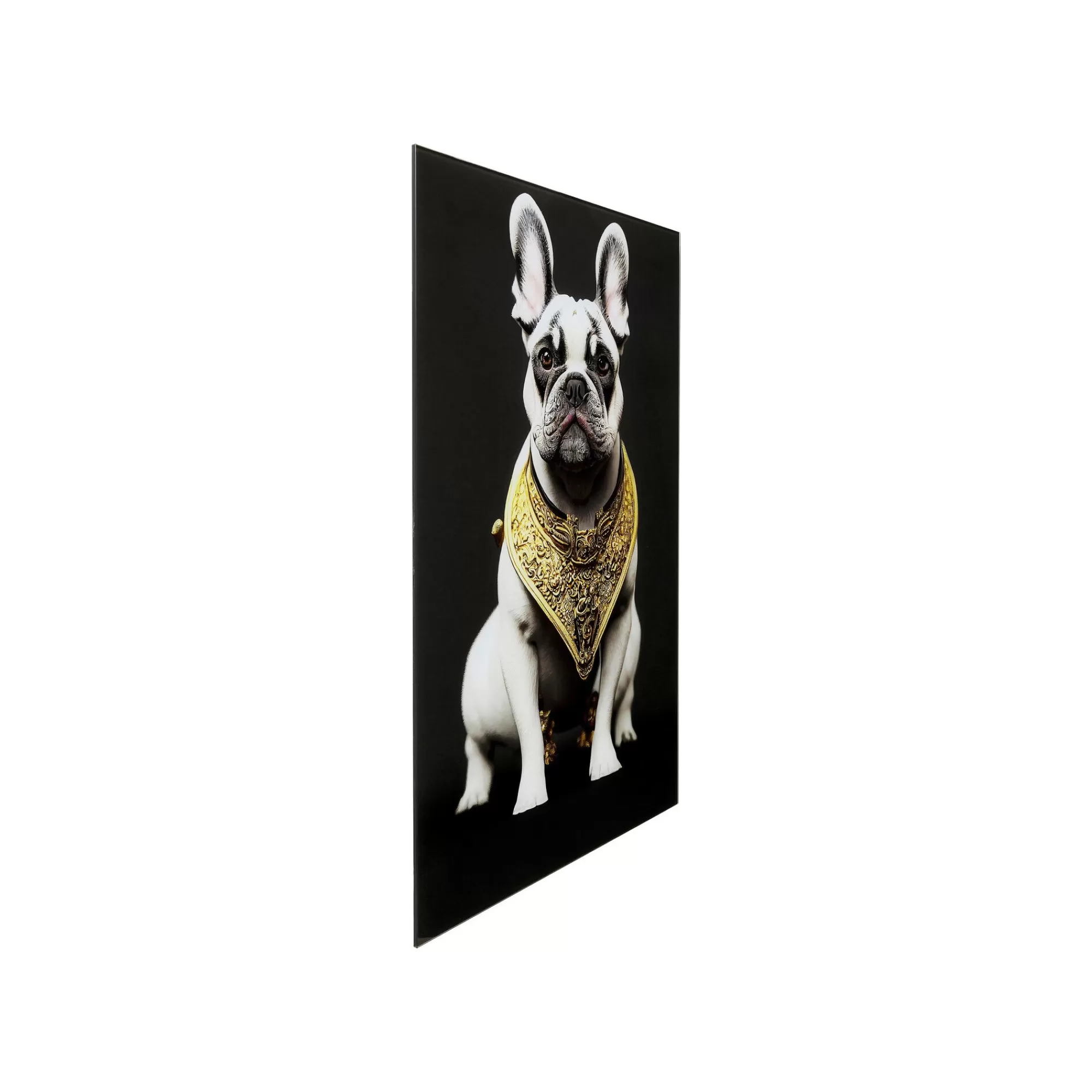 KARE Design Tableau En Verre Bouledogue Collier Doré 40x60cm ^ Tableau