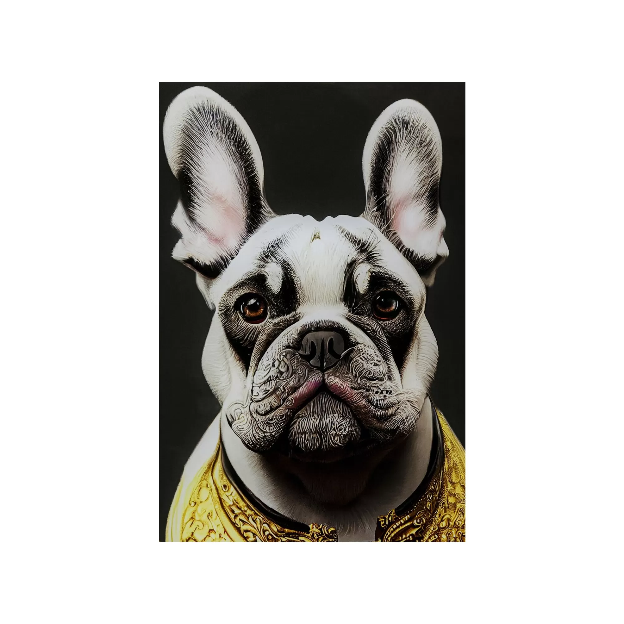 KARE Design Tableau En Verre Bouledogue Collier Doré 40x60cm ^ Tableau