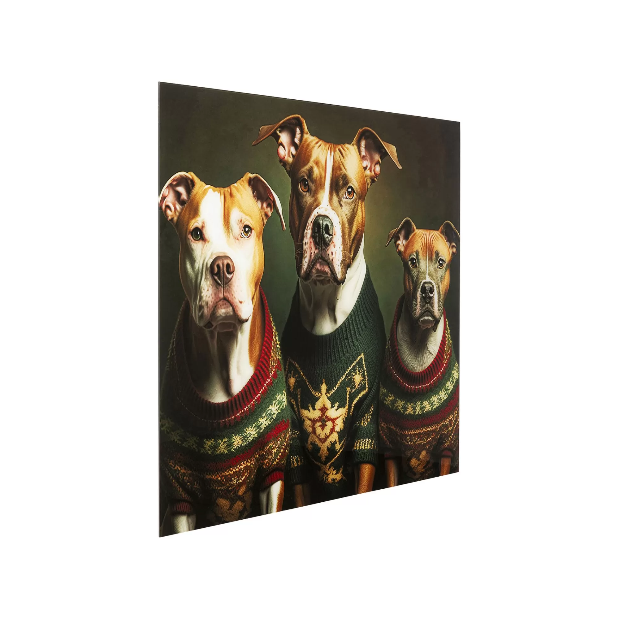 KARE Design Tableau En Verre Chiens Pulls De Noël 110x90cm ^ Tableau