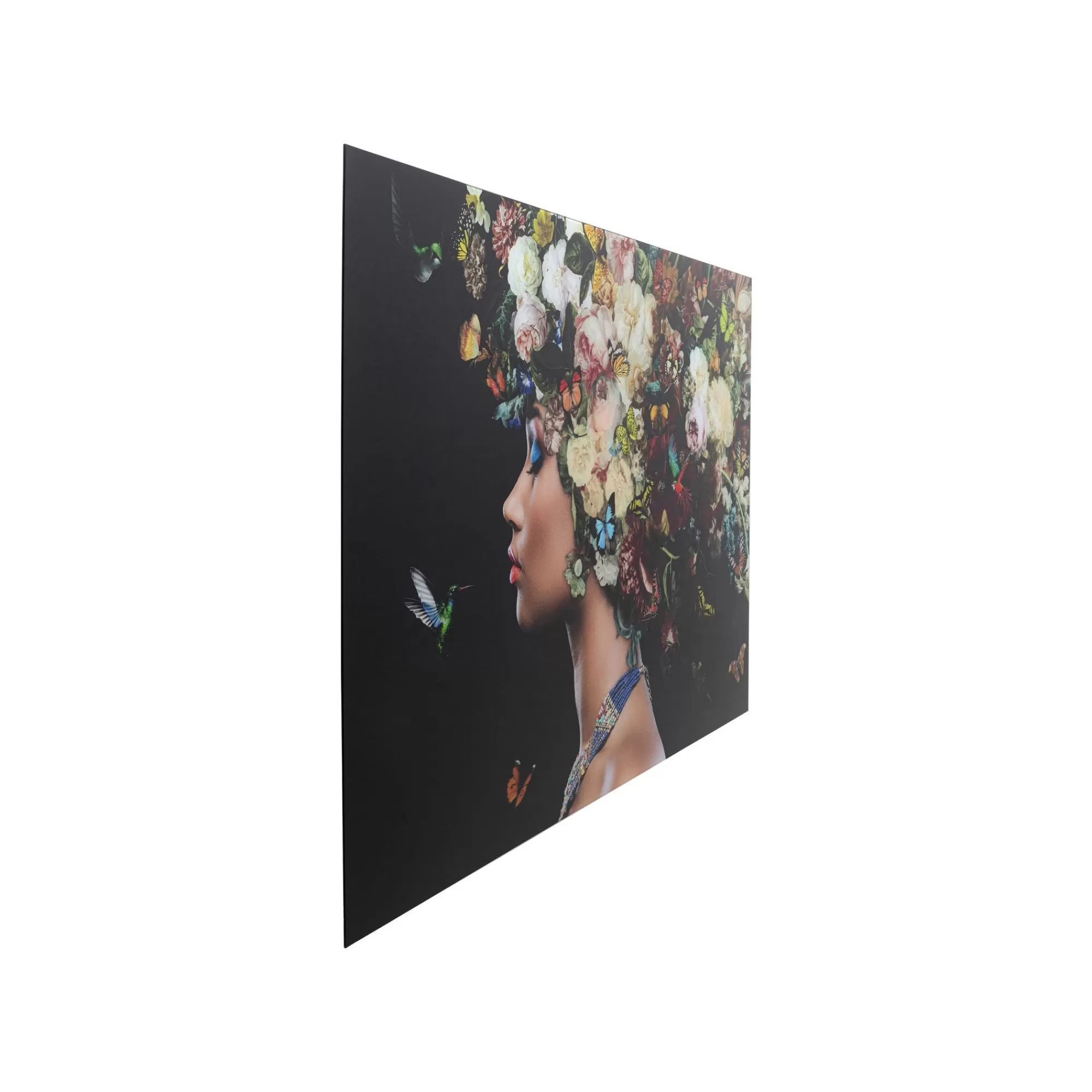 KARE Design Tableau En Verre Femme Fleurs Papillons Gauche 150x100cm ^ Tableau