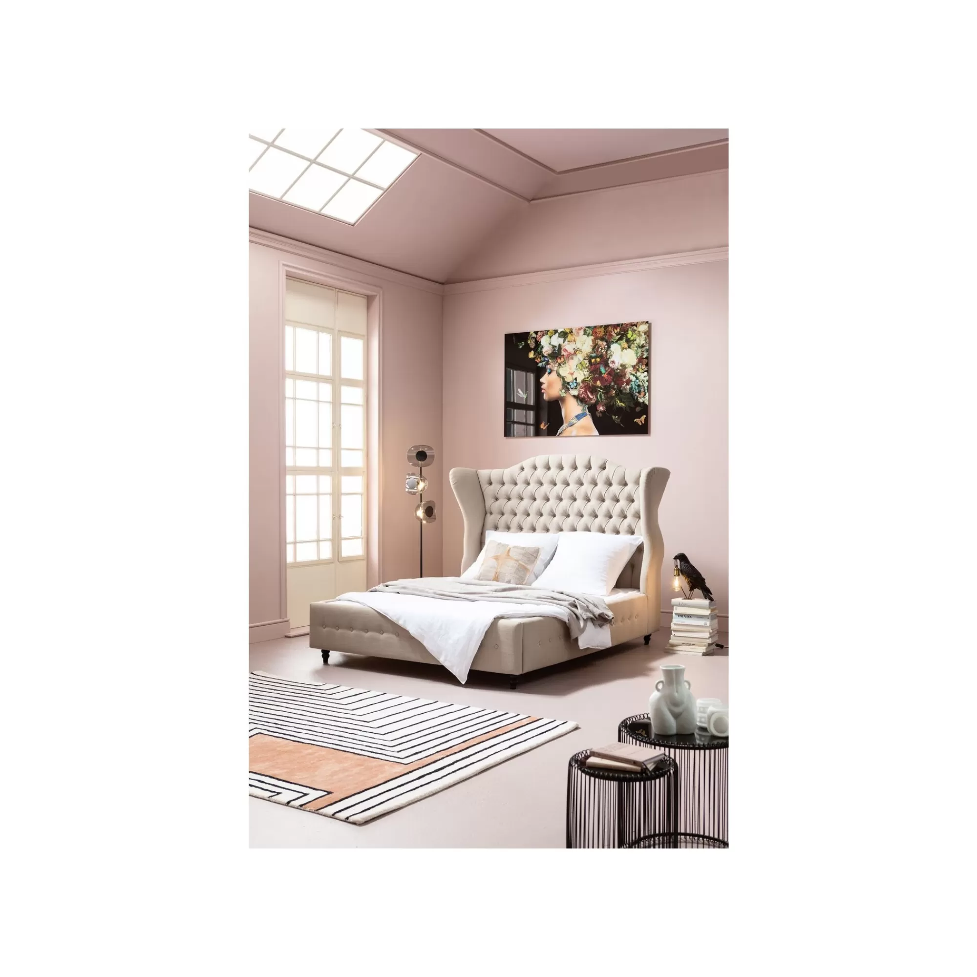 KARE Design Tableau En Verre Femme Fleurs Papillons Gauche 150x100cm ^ Tableau