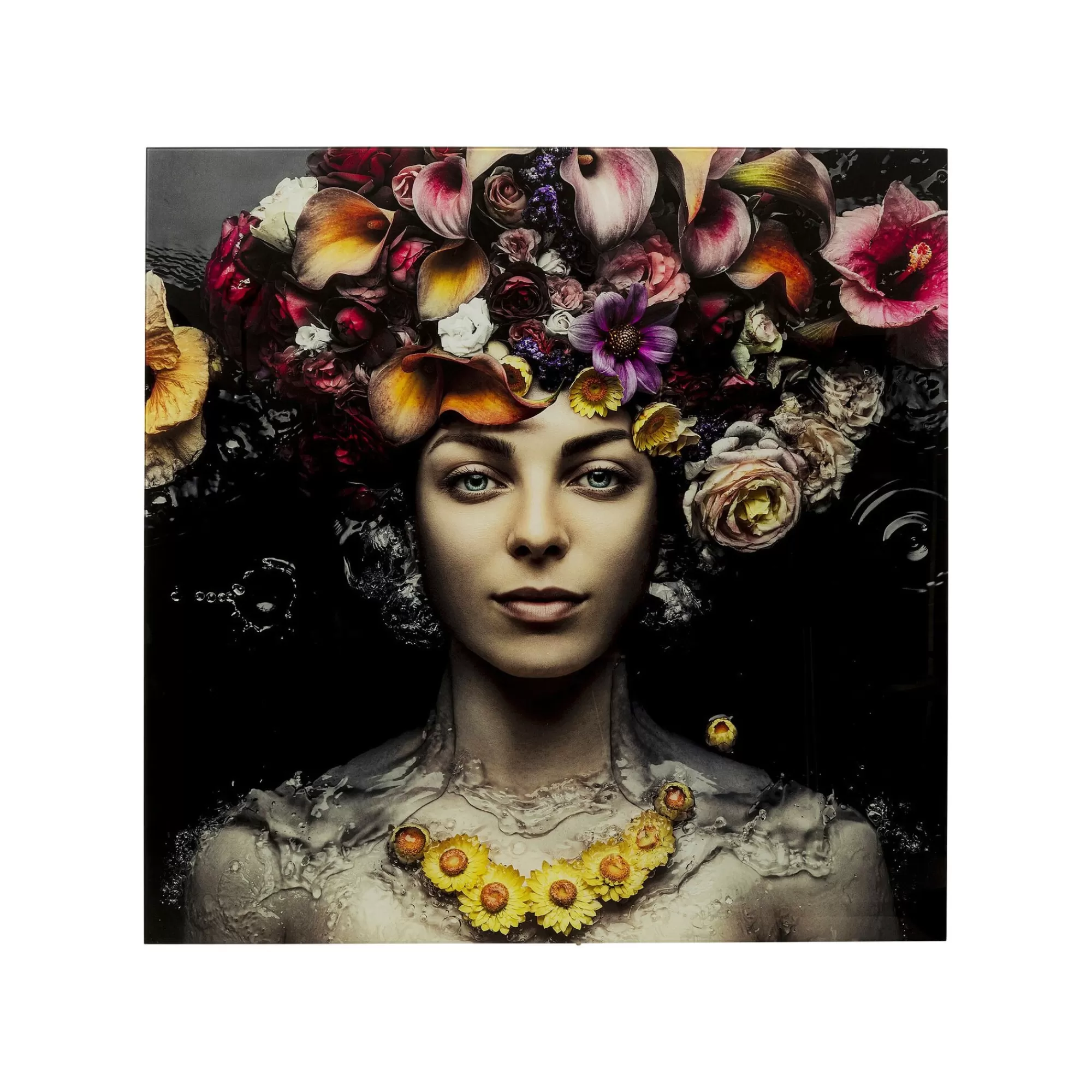 KARE Design Tableau En Verre Femme Fleurs Pastel ^ Tableau