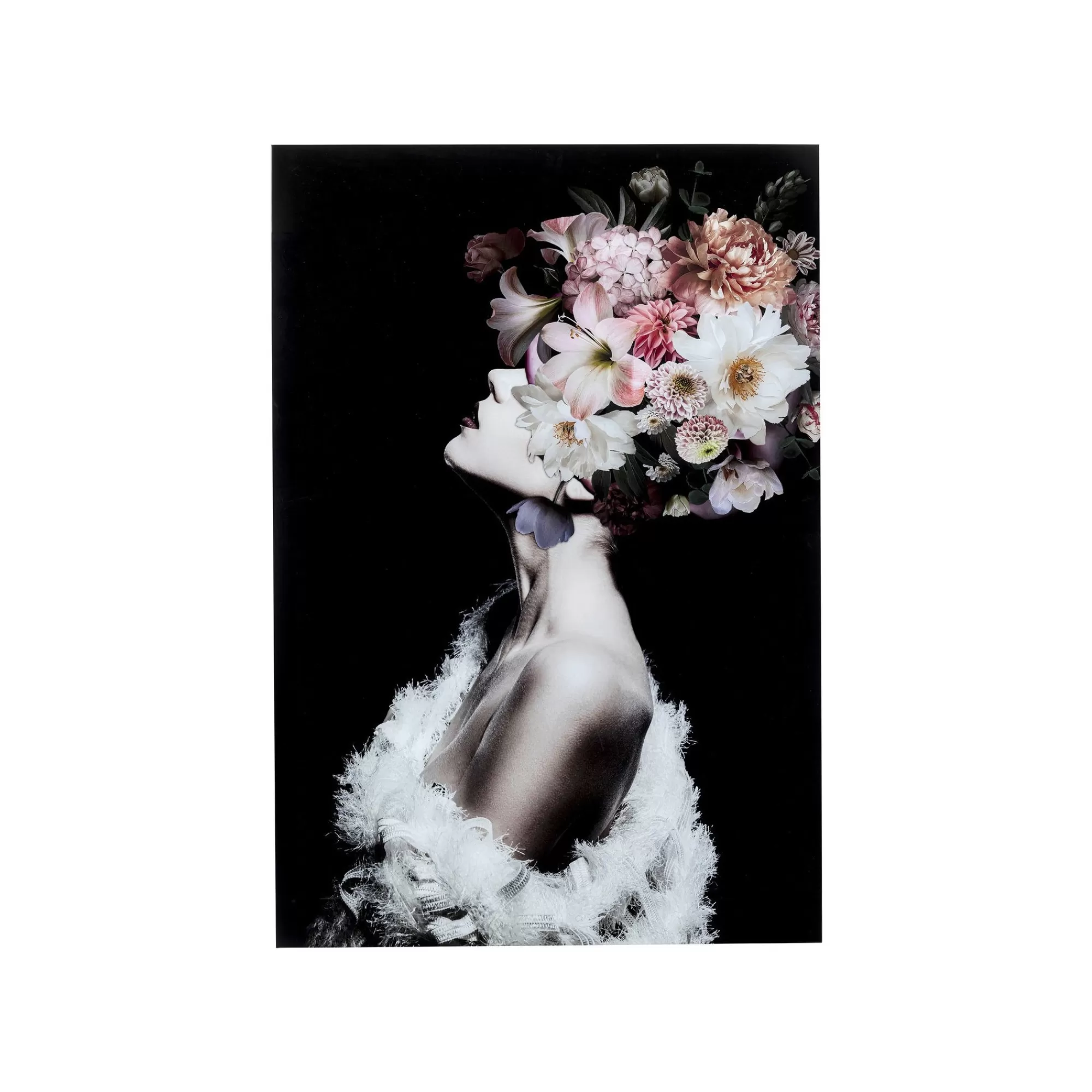 KARE Design Tableau En Verre Femme Fleurs Roses 80x120cm ^ Tableau