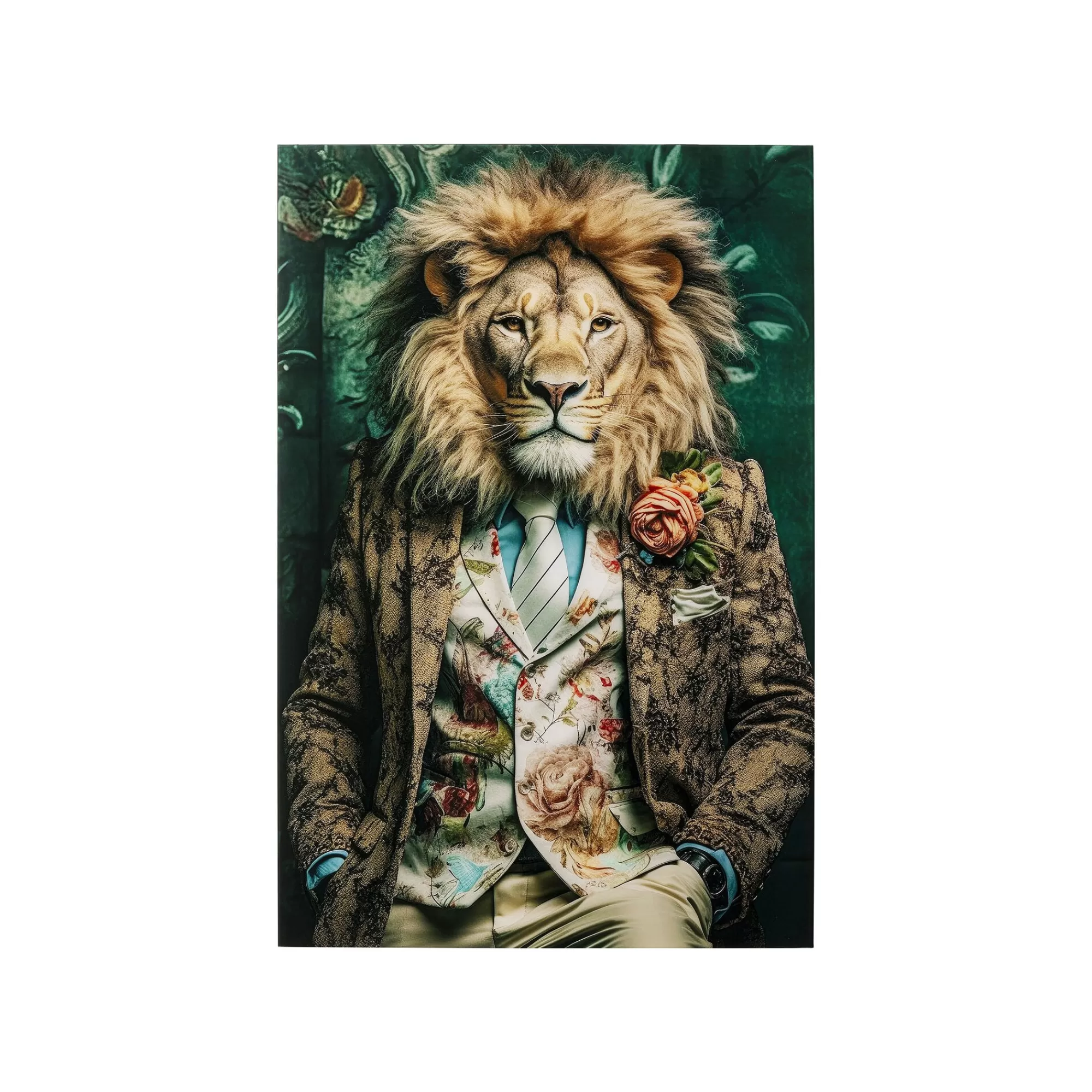 KARE Design Tableau En Verre Lion Costume 100x150cm ^ Tableau