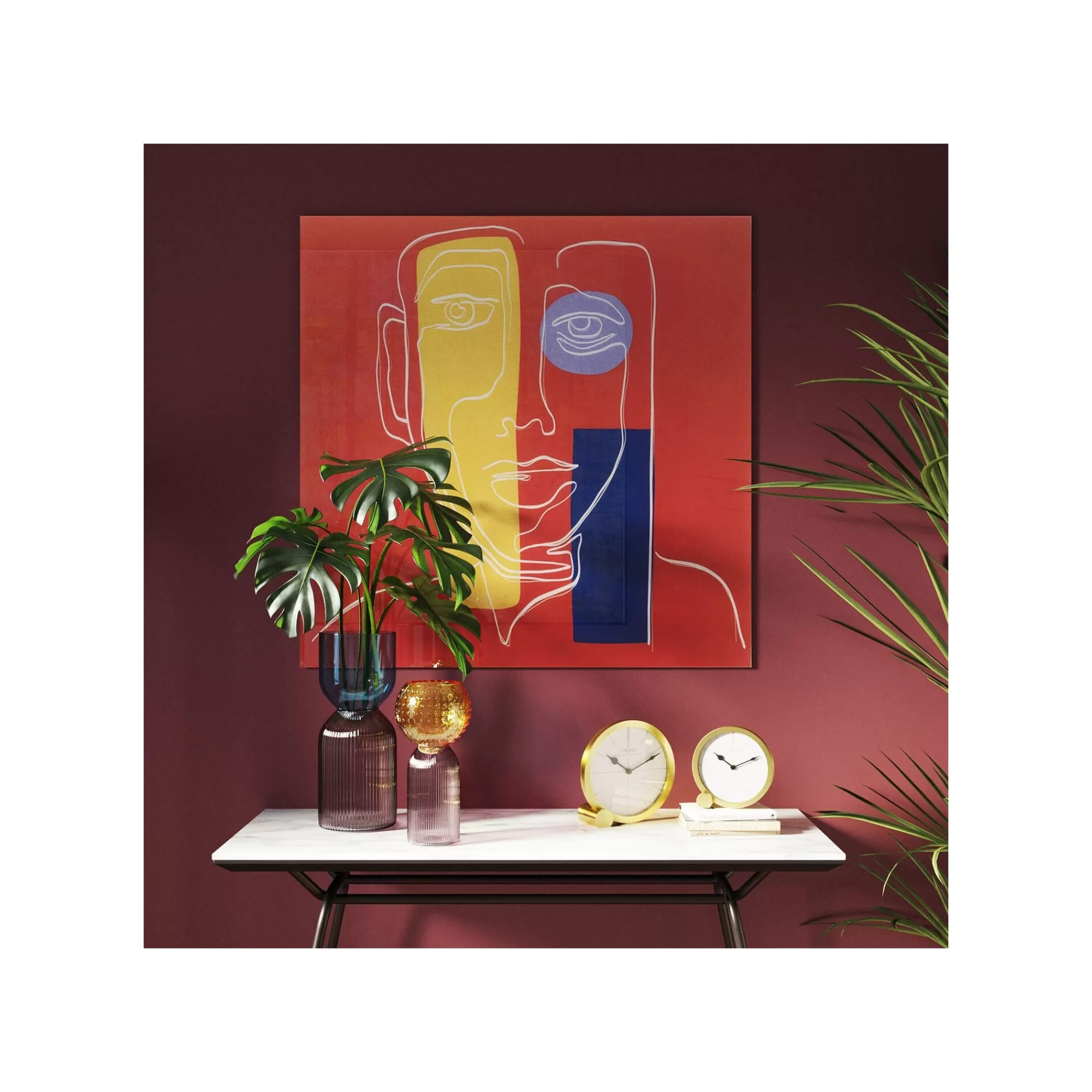 KARE Design Tableau En Verre Visage Rouge 100x100cm ^ Tableau