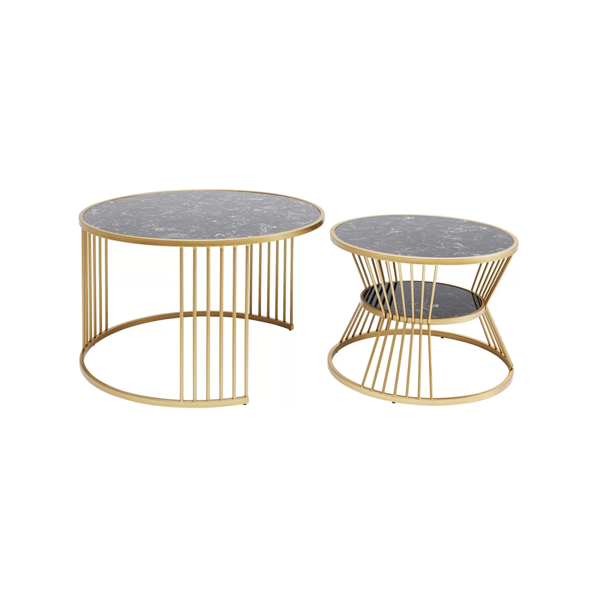 KARE Design Tables Basses Roma Set De 2 Noires Et Dorées ^ Table Basse
