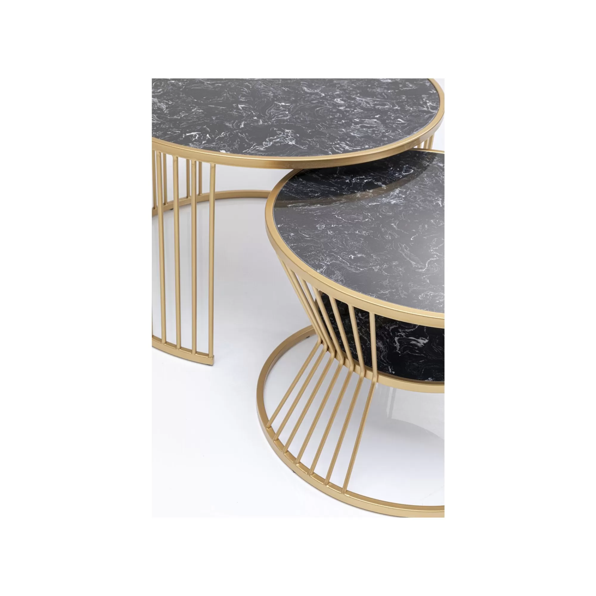 KARE Design Tables Basses Roma Set De 2 Noires Et Dorées ^ Table Basse