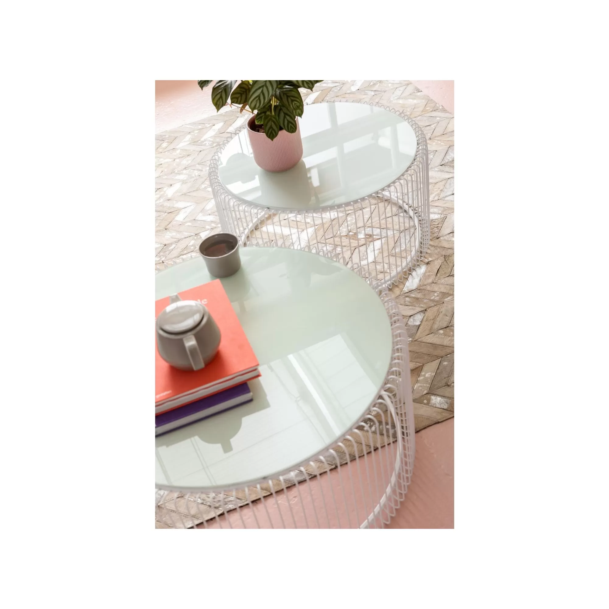KARE Design Tables Basses Rondes Wire Set De 2 Blanches ^ Table Basse