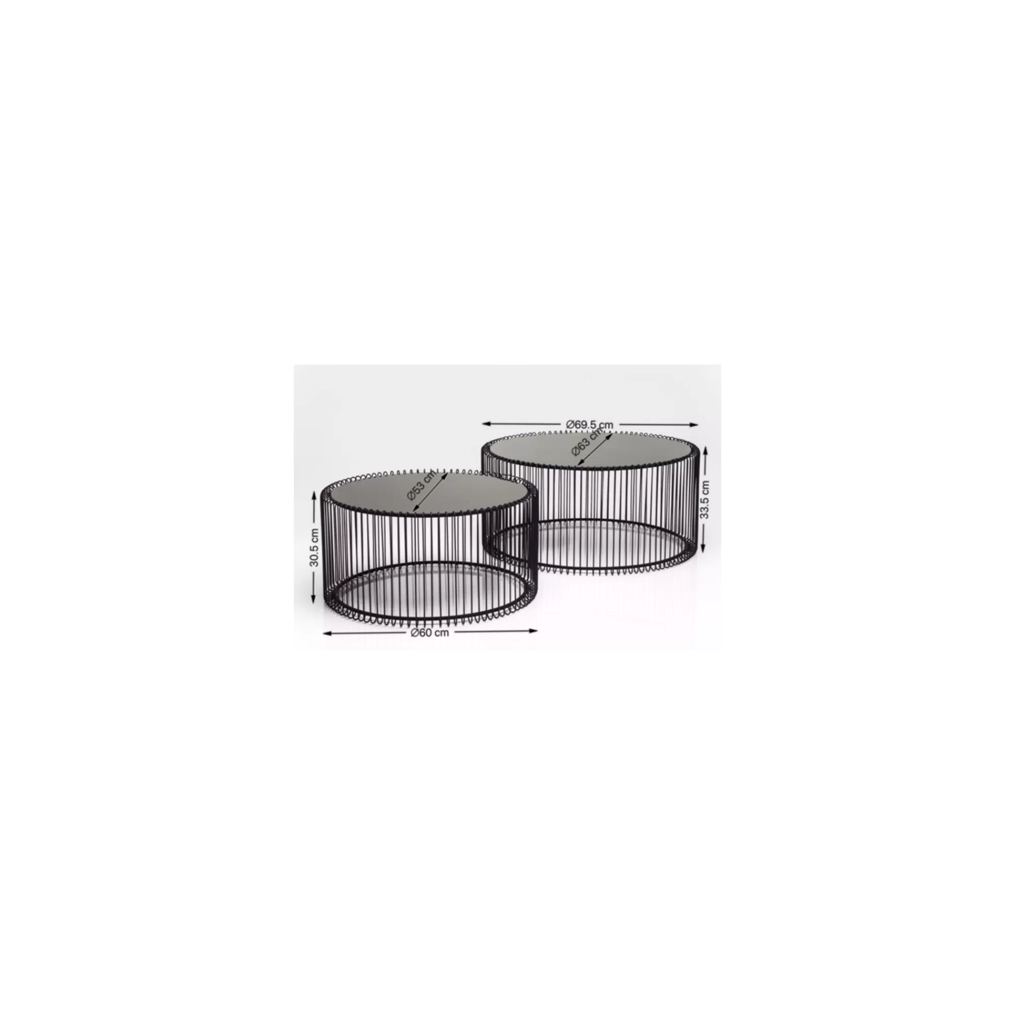 KARE Design Tables Basses Rondes Wire Set De 2 Blanches ^ Table Basse