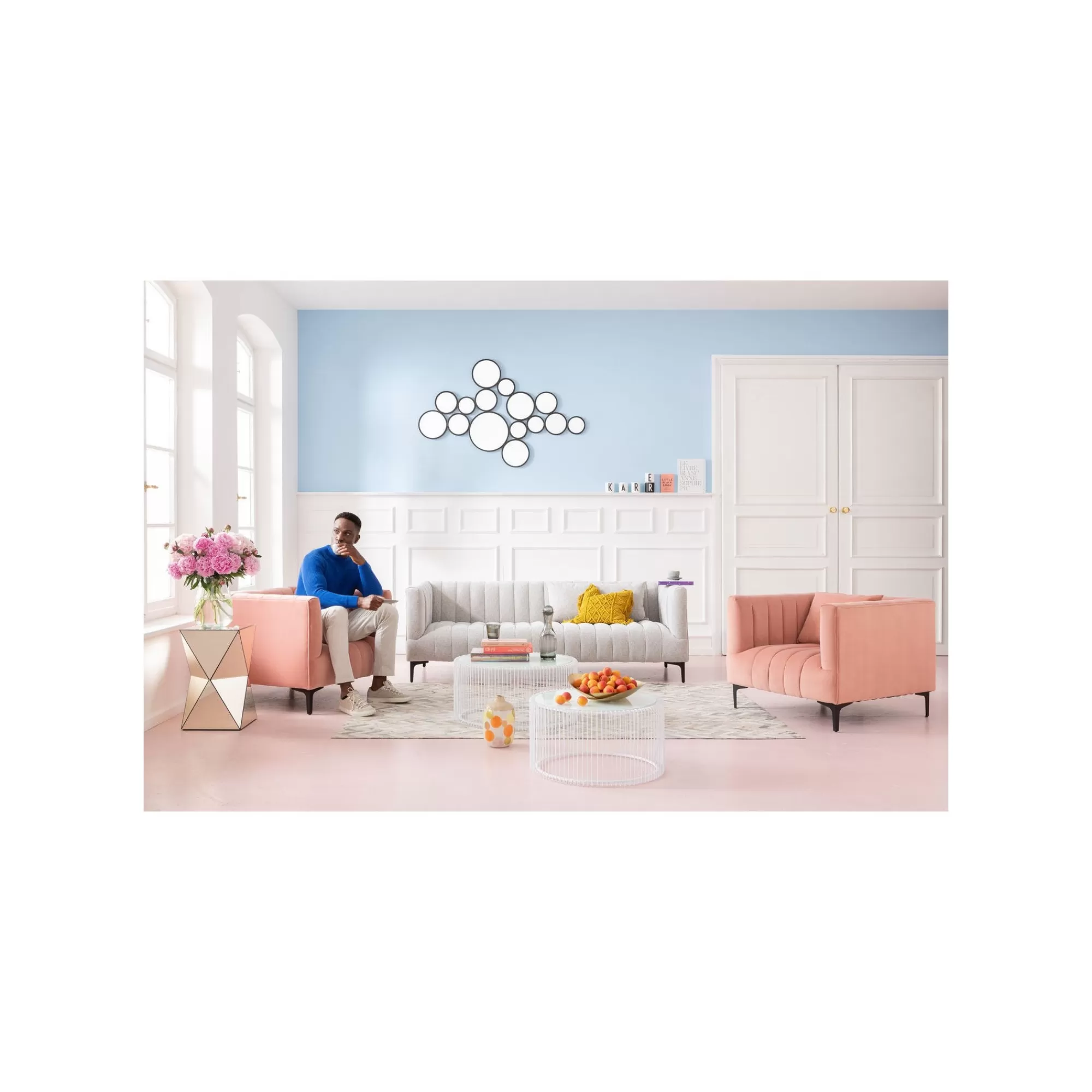 KARE Design Tables Basses Rondes Wire Set De 2 Blanches ^ Table Basse