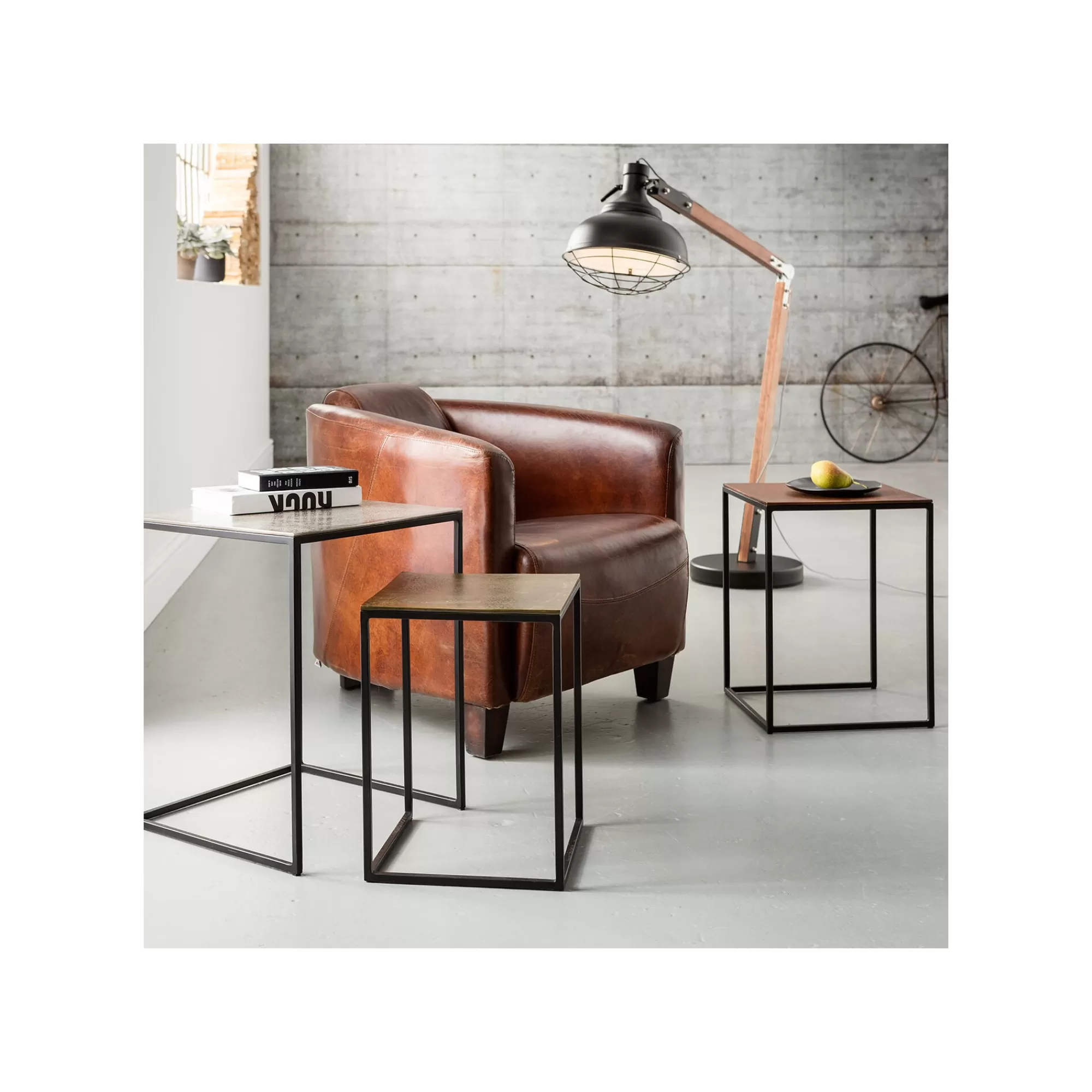 KARE Design Tables D'appoint Loft Square Vintage Set De 3 ^ Table D'Appoint & De Chevet
