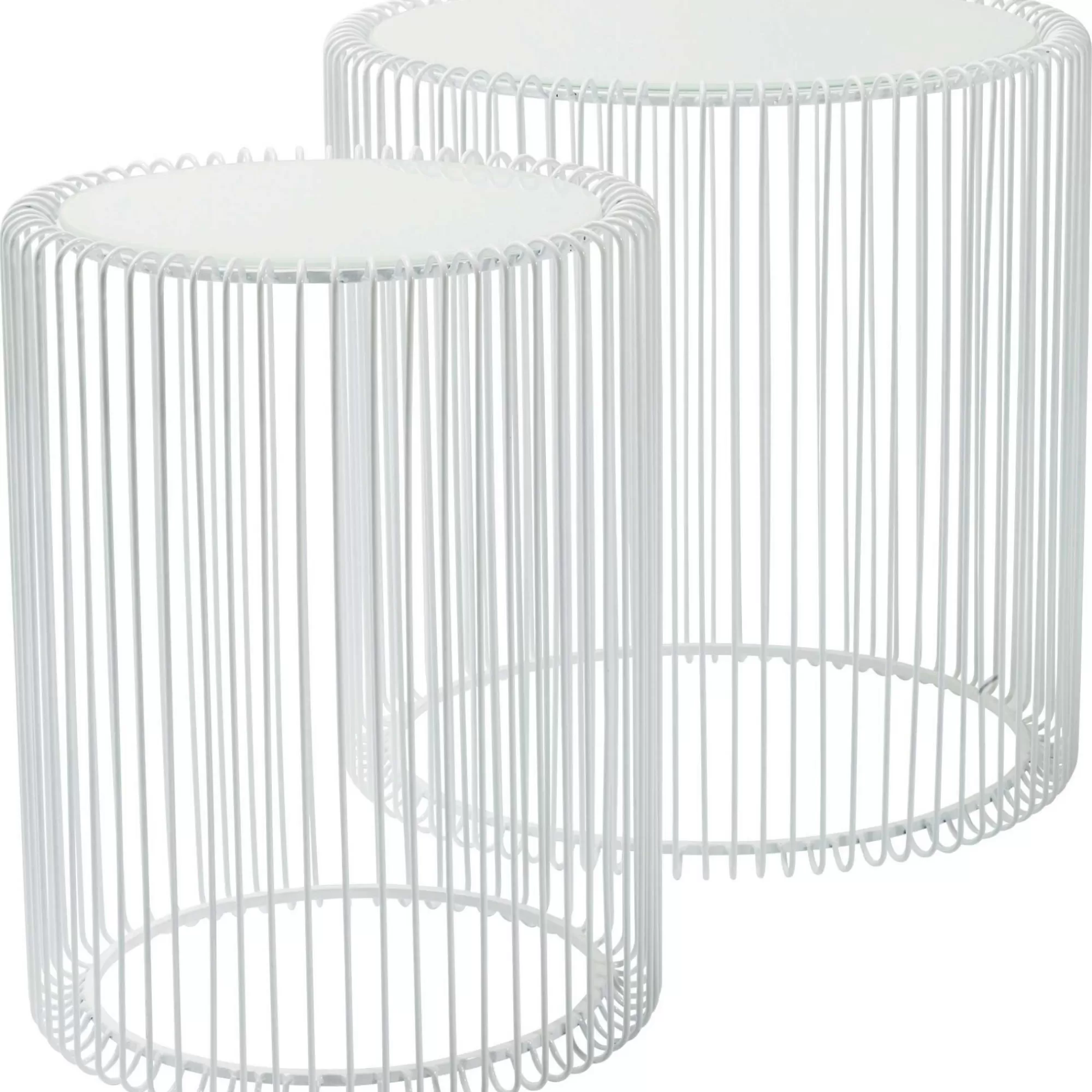 KARE Design Tables D'appoint Rondes Wire Blanches Set De 2 ^ Table D'Appoint & De Chevet