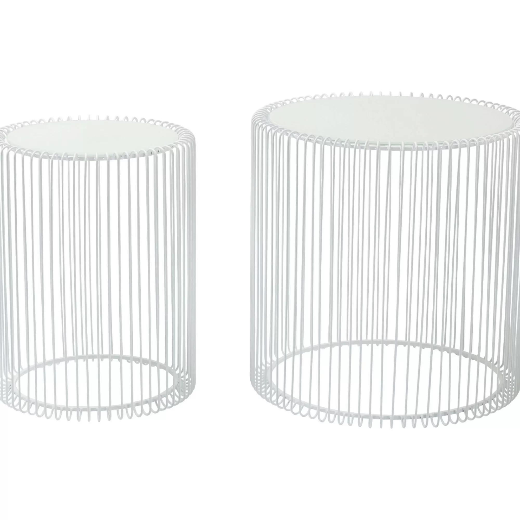 KARE Design Tables D'appoint Rondes Wire Blanches Set De 2 ^ Table D'Appoint & De Chevet