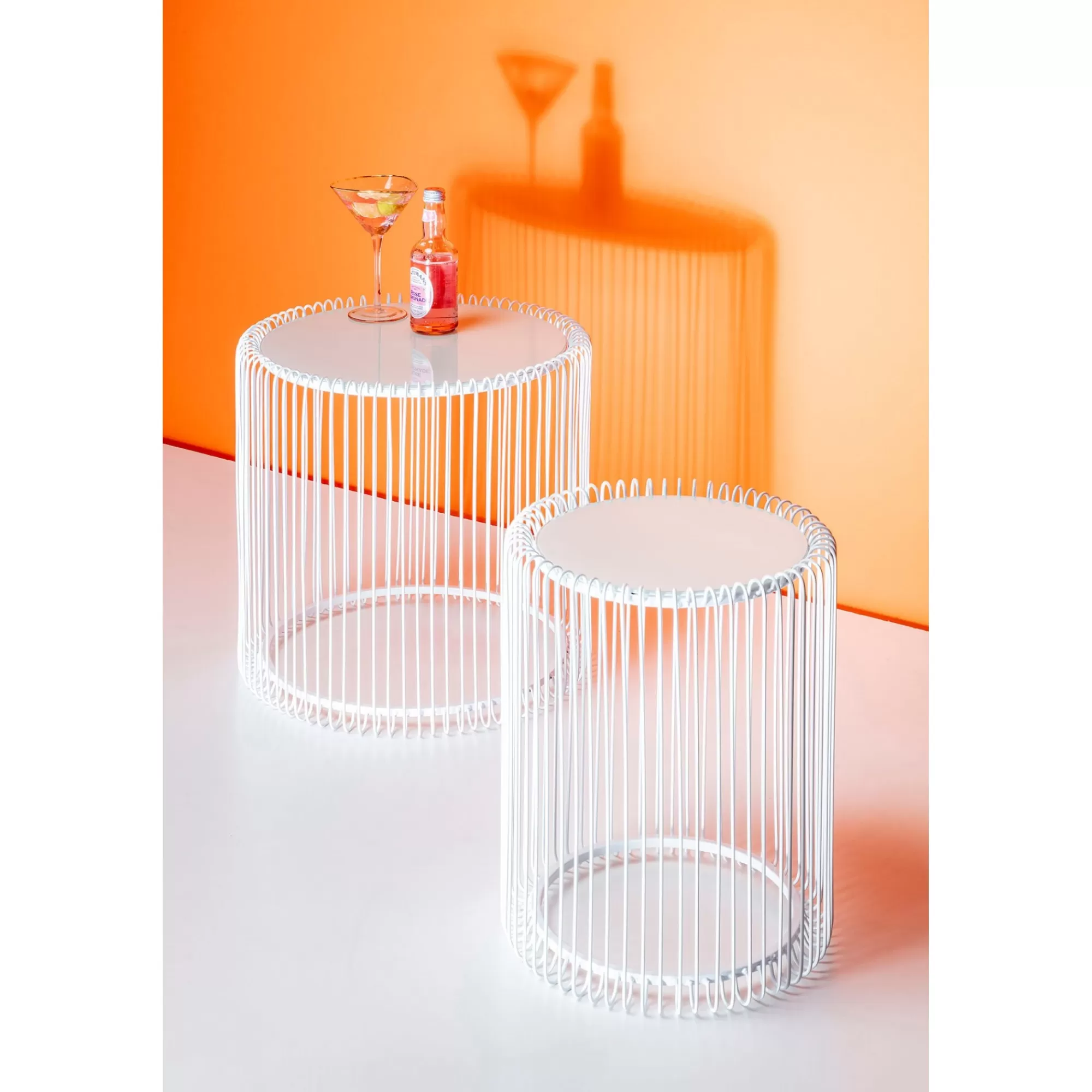 KARE Design Tables D'appoint Rondes Wire Blanches Set De 2 ^ Table D'Appoint & De Chevet