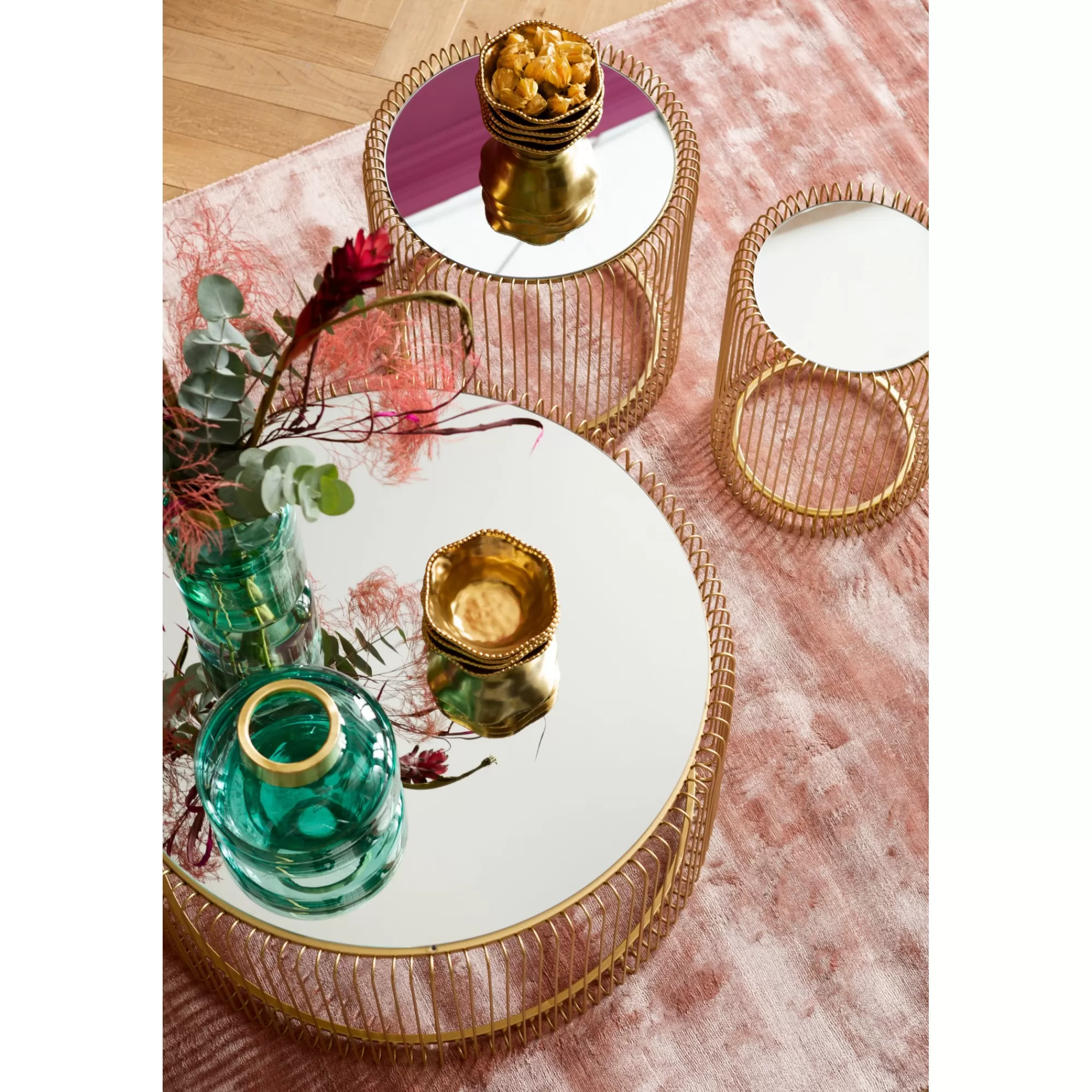 KARE Design Tables D'appoint Rondes Wire Laiton Set De 2 ^ Table D'Appoint & De Chevet