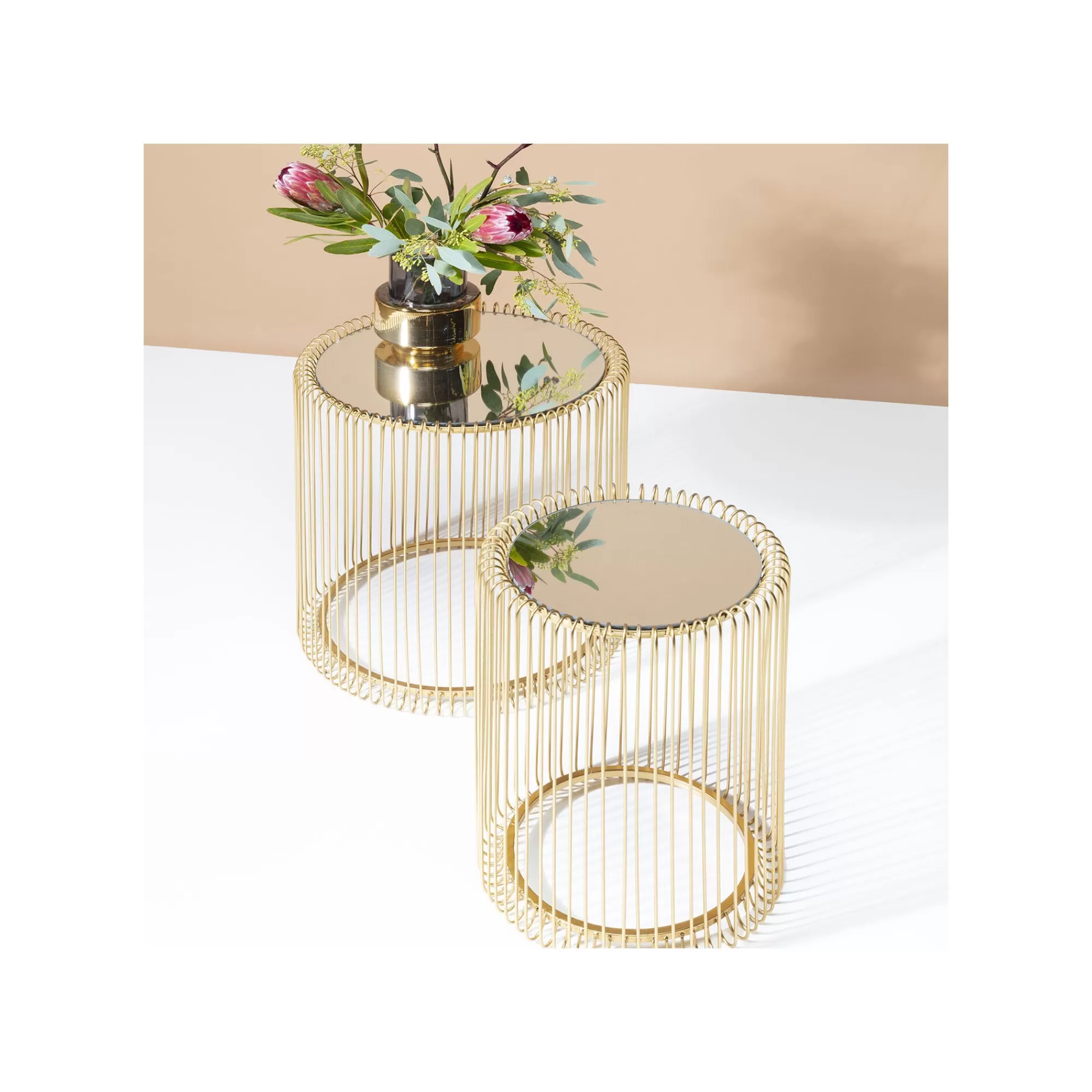 KARE Design Tables D'appoint Rondes Wire Laiton Set De 2 ^ Table D'Appoint & De Chevet