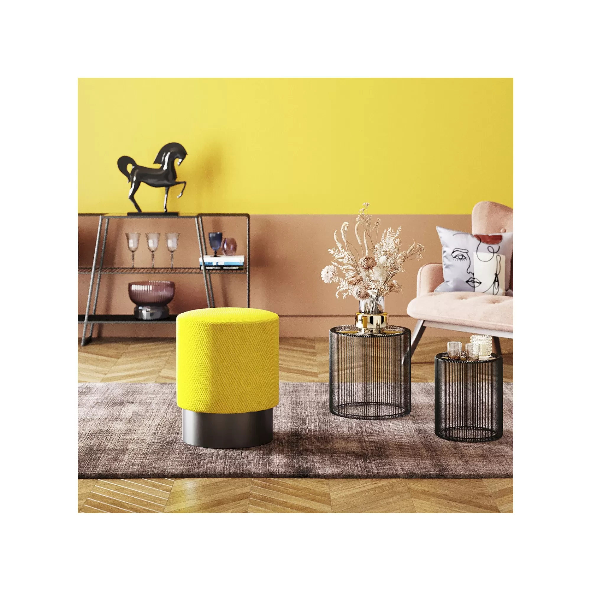 KARE Design Tables D'appoint Rondes Wire Noires Set De 2 ^ Table D'Appoint & De Chevet