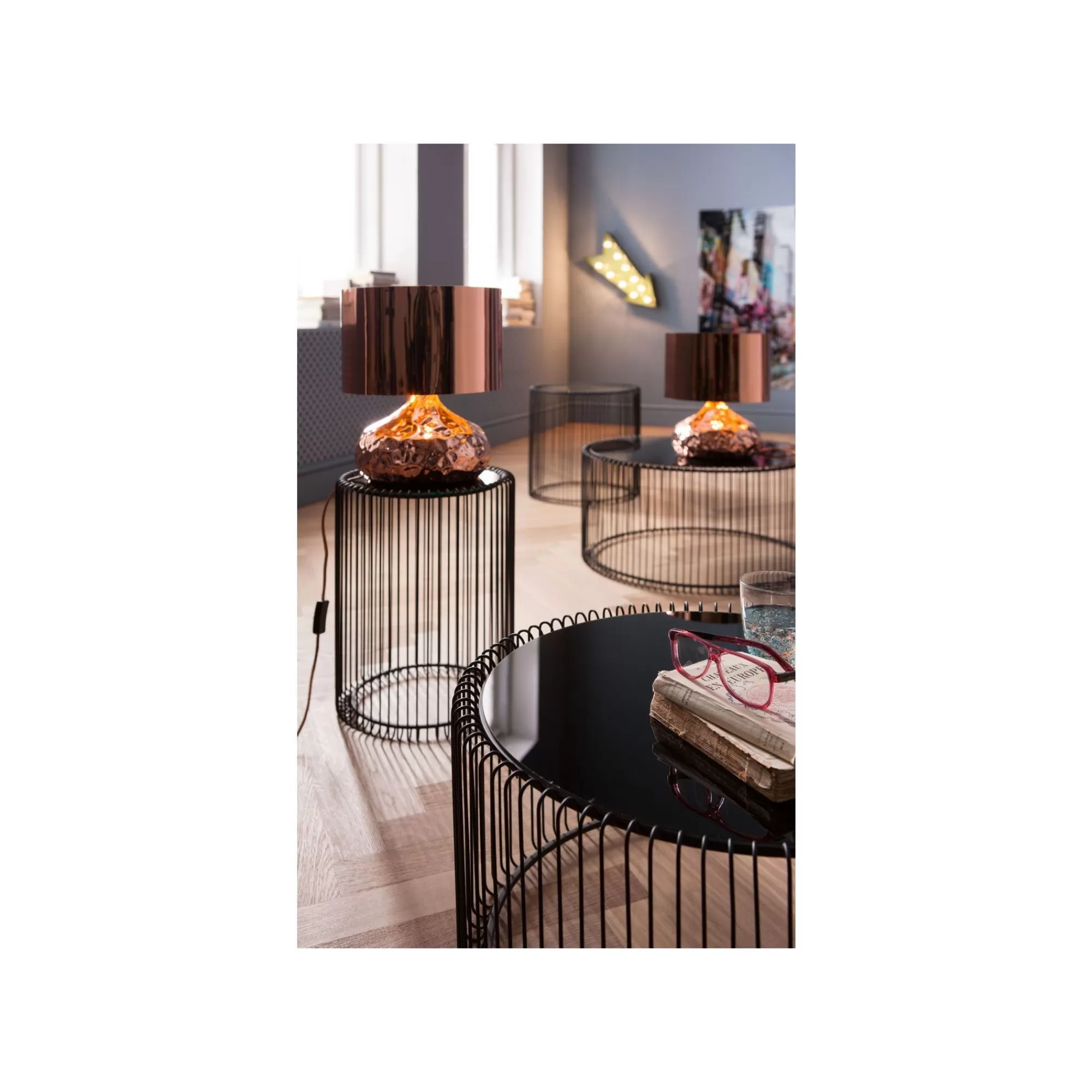 KARE Design Tables D'appoint Rondes Wire Noires Set De 2 ^ Table D'Appoint & De Chevet