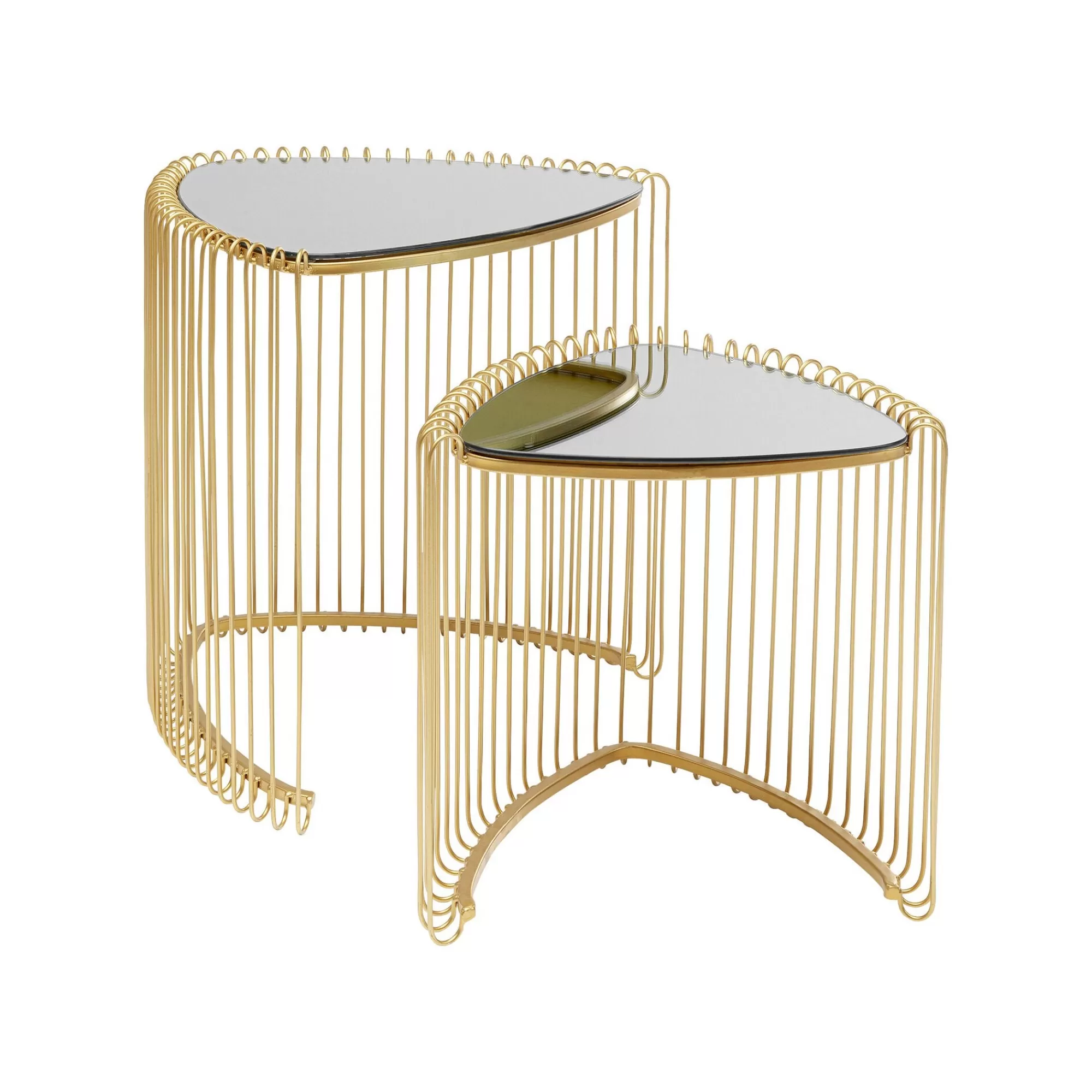 KARE Design Tables D'appoint Triangle Wire Laiton Set De 2 ^ Table D'Appoint & De Chevet