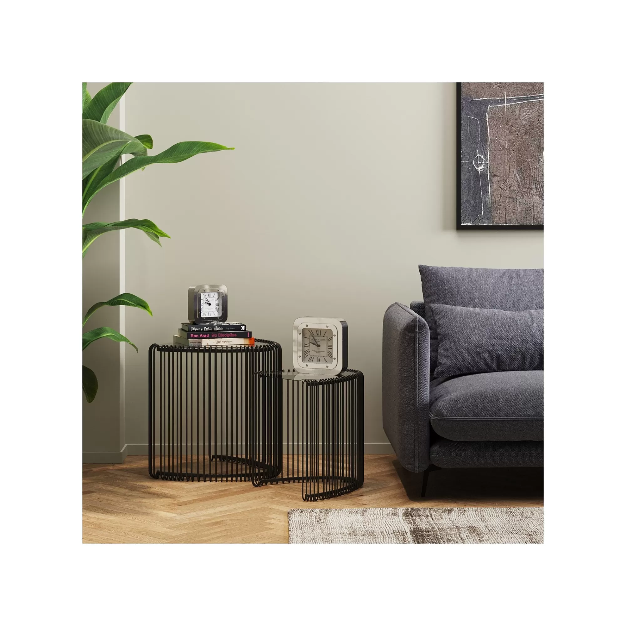 KARE Design Tables D'appoint Triangle Wire Noires Set De 2 ^ Table D'Appoint & De Chevet