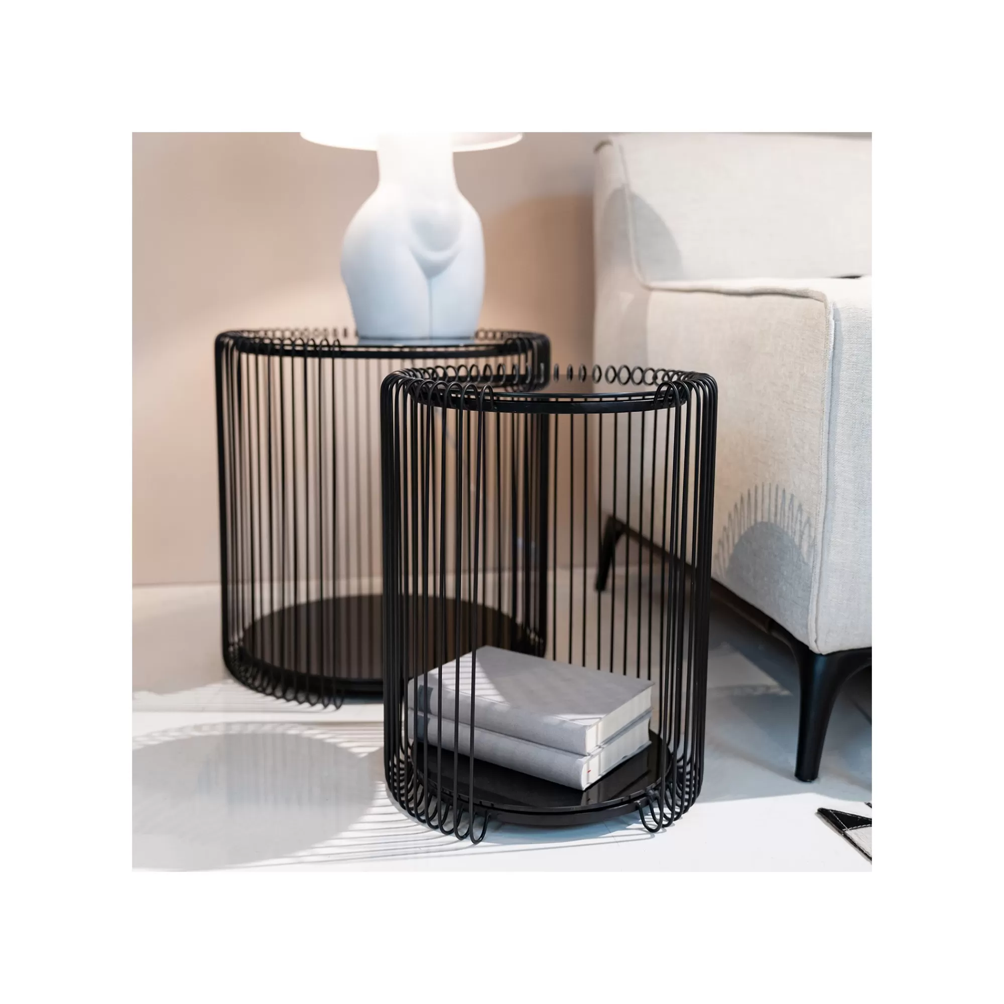 KARE Design Tables D'appoint Wire Double Noires Set De 2 ^ Table D'Appoint & De Chevet