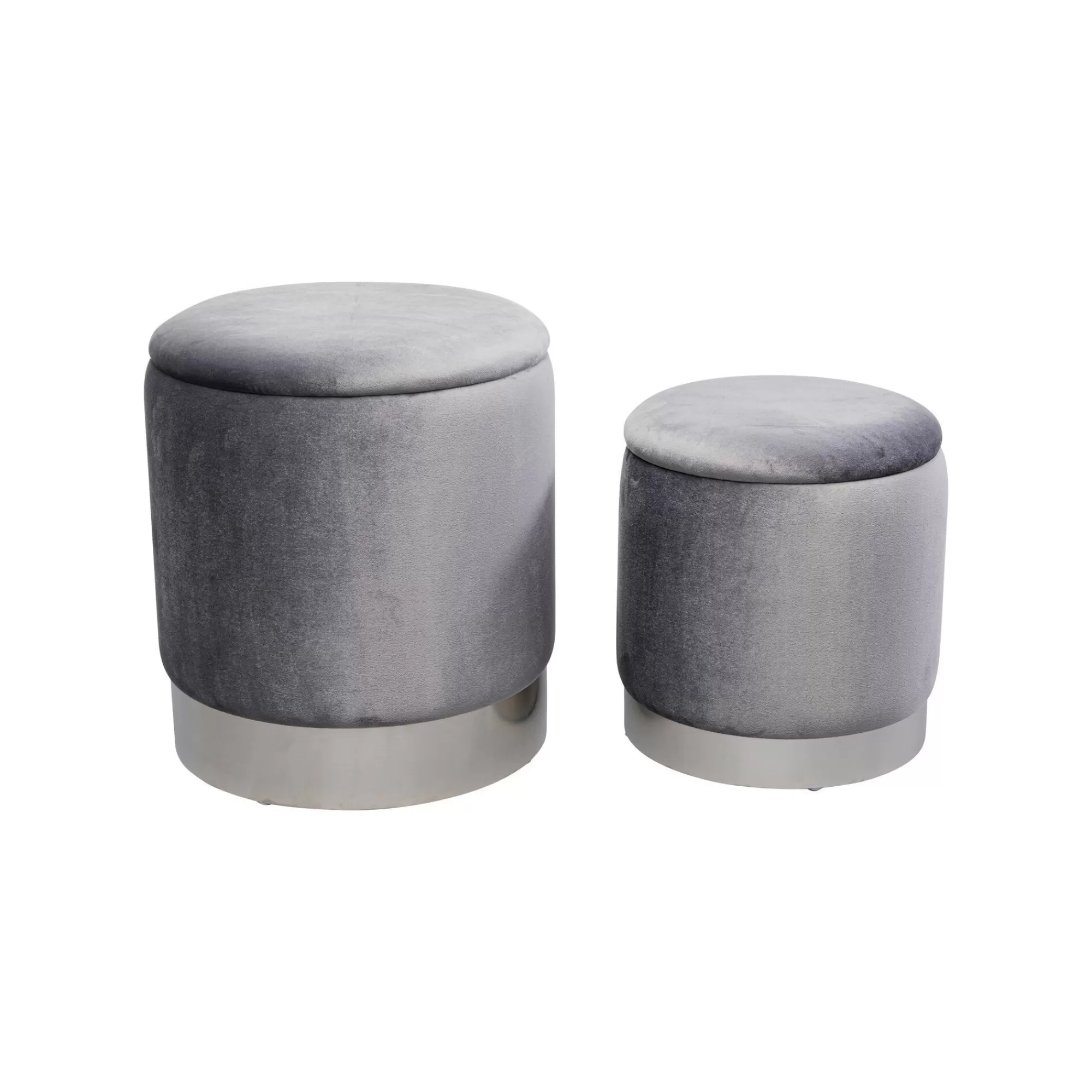 KARE Design Tabourets-coffres Cherry Gris Et Chrome Set De 2 ^ Tabouret & Pouf | Coffre & Malle
