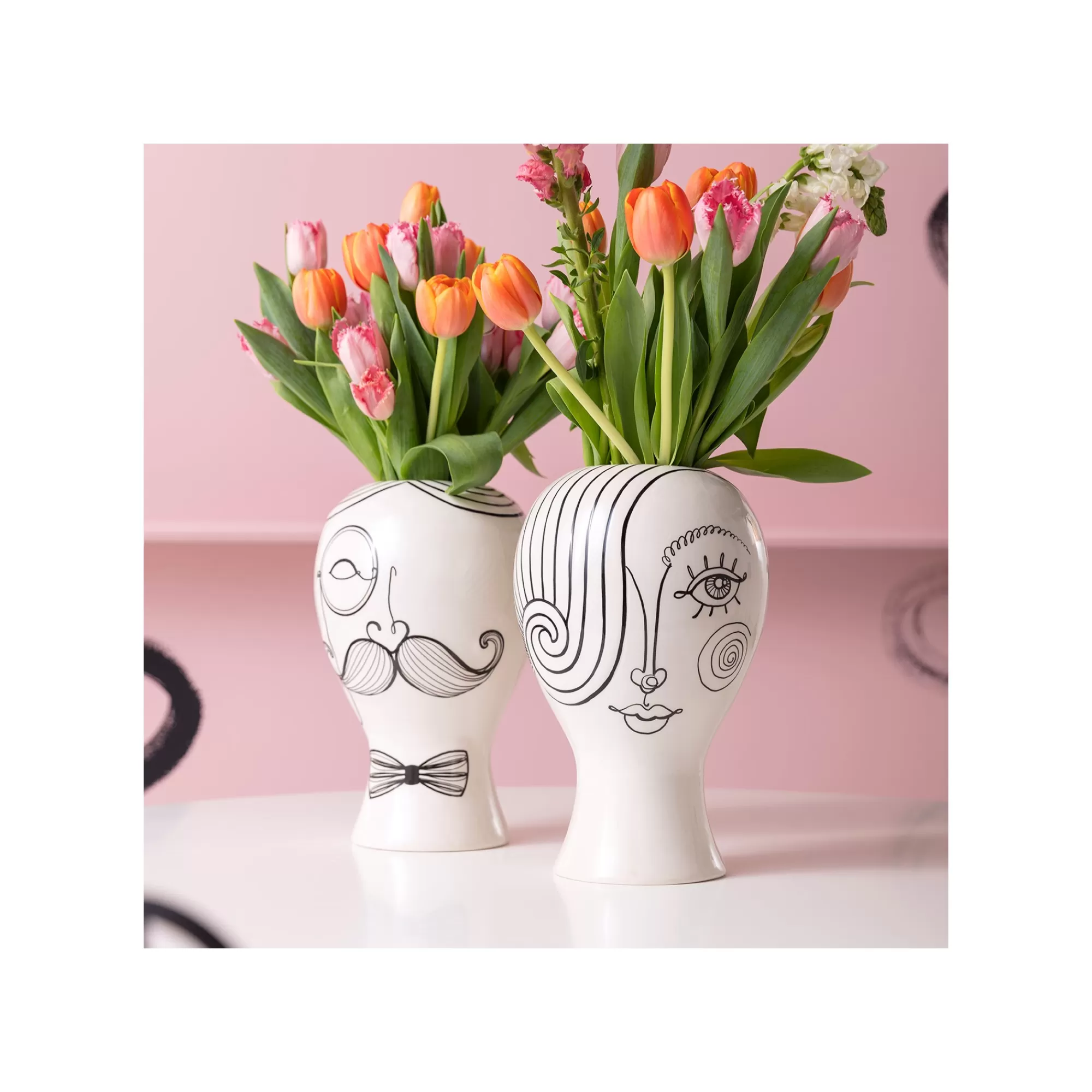 KARE Design Vase Favola Femme Blanc Et Noir ^ Vase